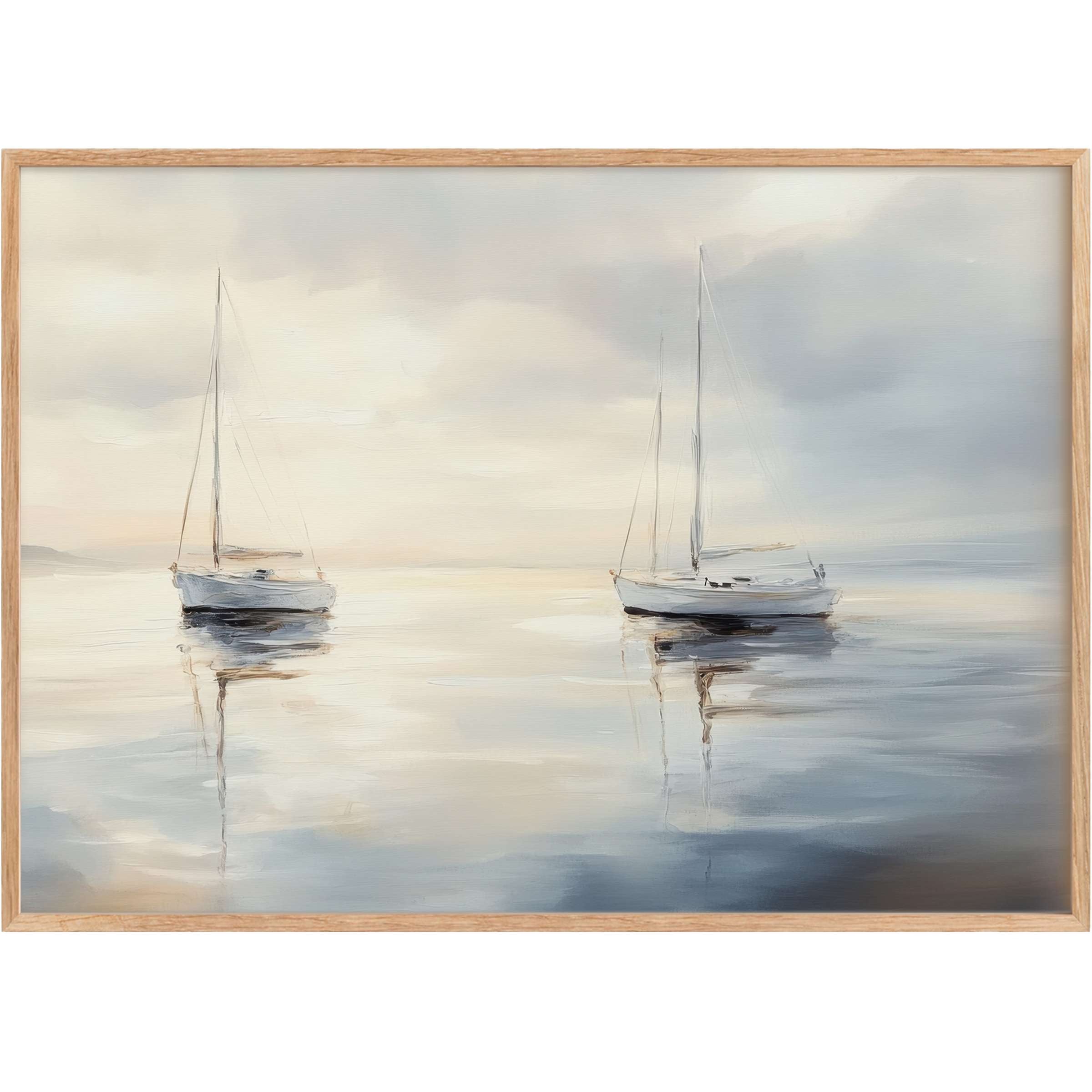 Serene neutral printable wall art with soft grays and creams, evoking calm and gentle reflections for elegant living spaces