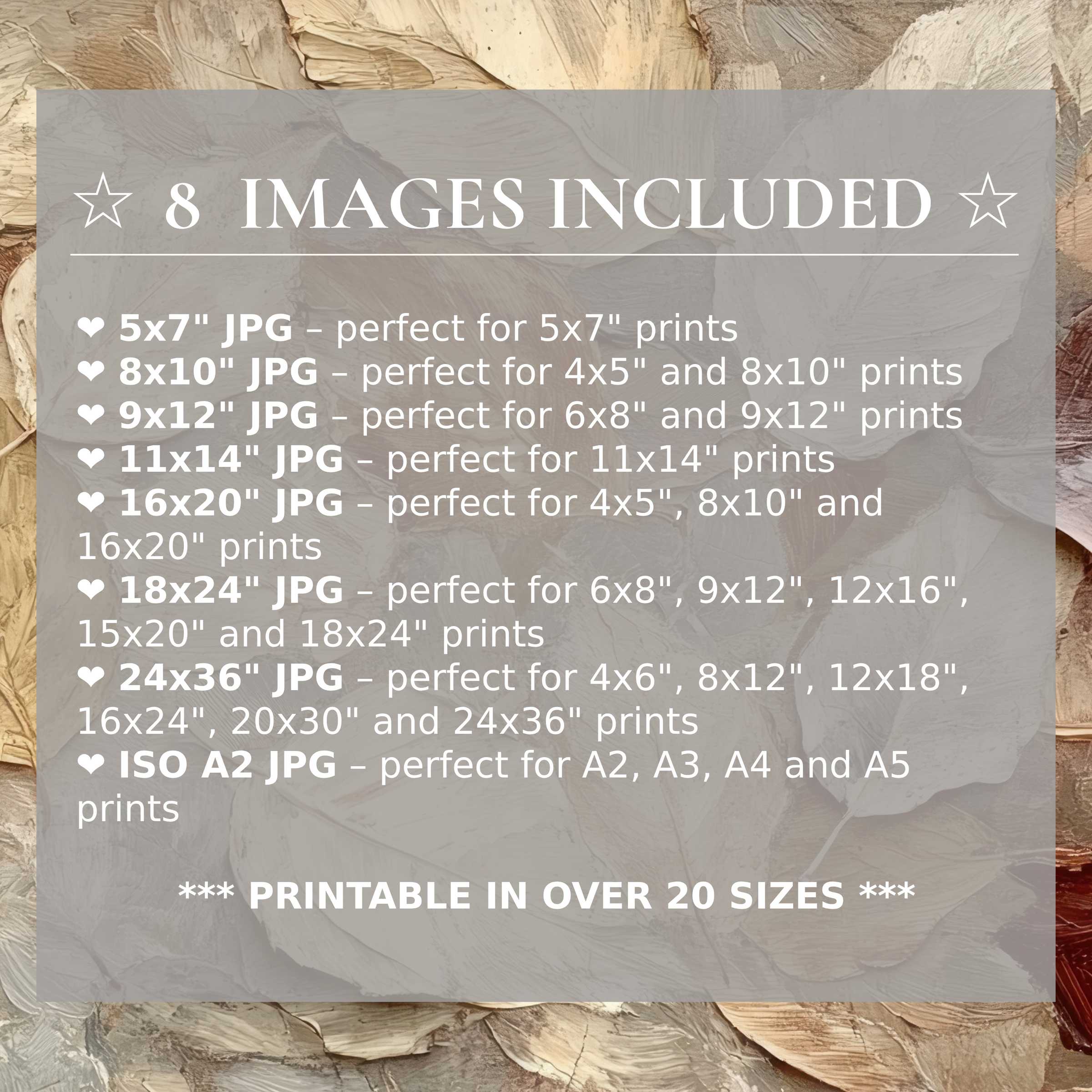 Fall digital print with radiant amber and soft taupe hues, offered in 8 high-quality sizes to elevate modern interiors