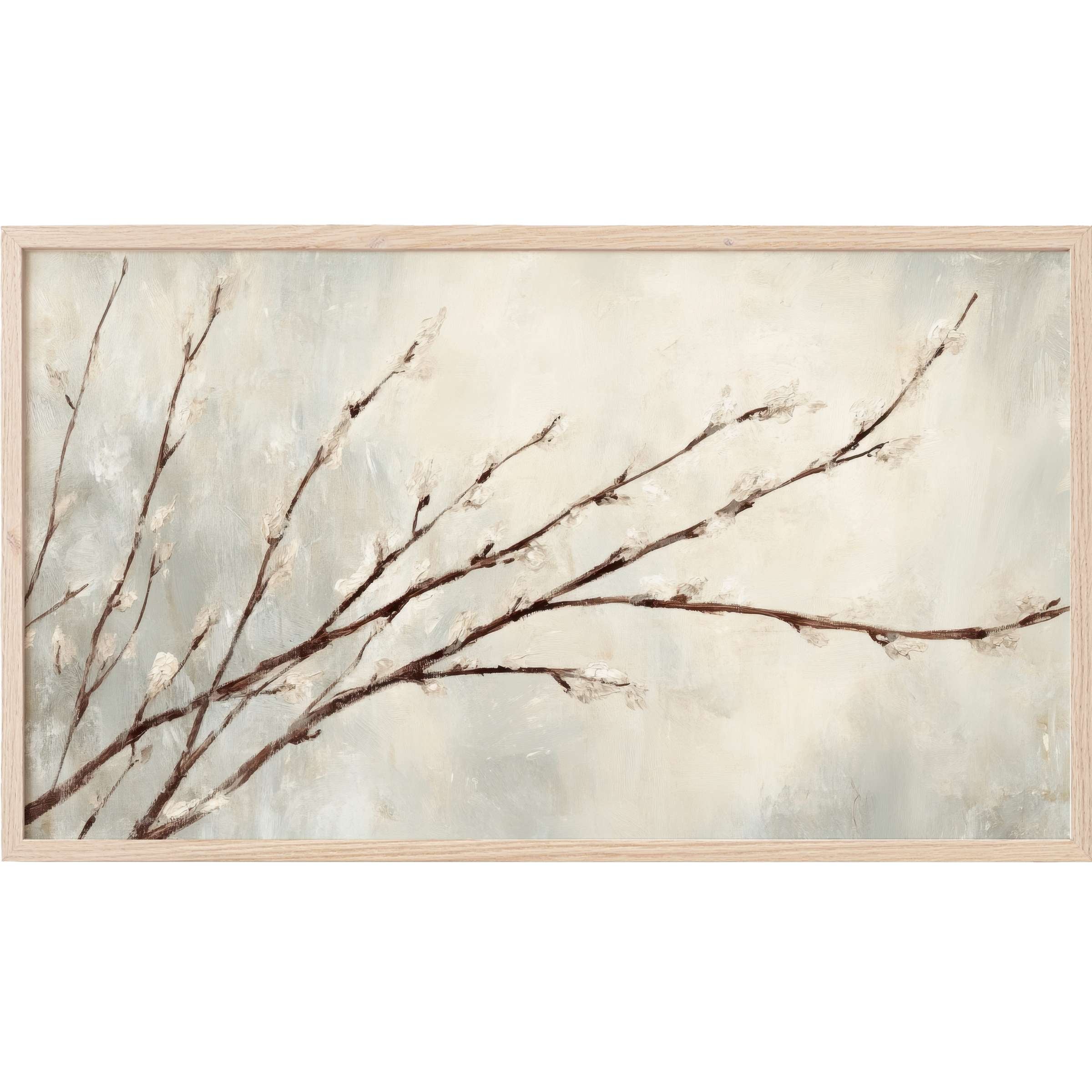 Elegant minimalist branches in soft browns and creams, perfect for serene, modern tree Frame TV Art décor
