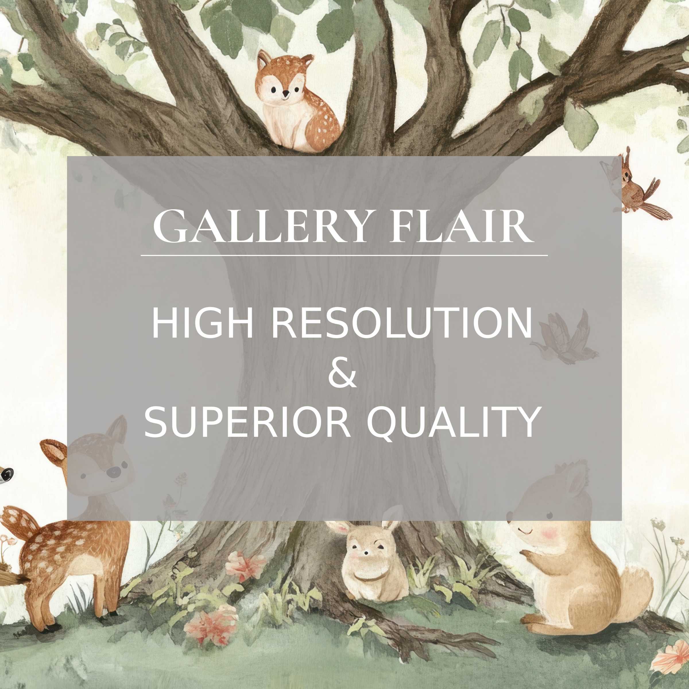 Whimsical nursery printable art featuring delicate woodland creatures and a majestic tree, radiating serene charm with premium watercolor detail Elevate any modern nursery or toddler room with calming, nature-inspired digital art for stylish kids’ decor