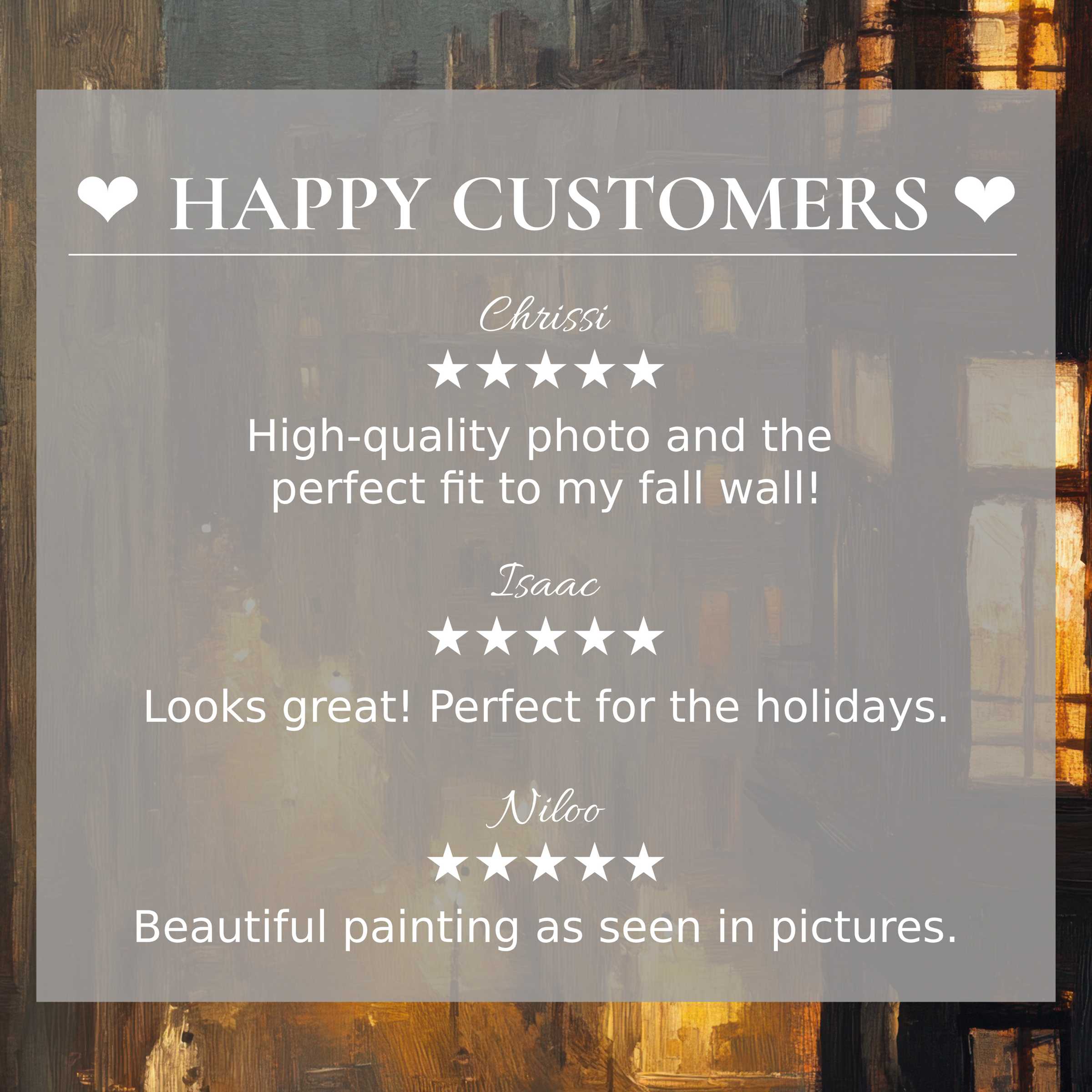 Urban art for Frame TV with abstract warm tones; happy customer reviews enhance trust and elevate elegant decor appeal