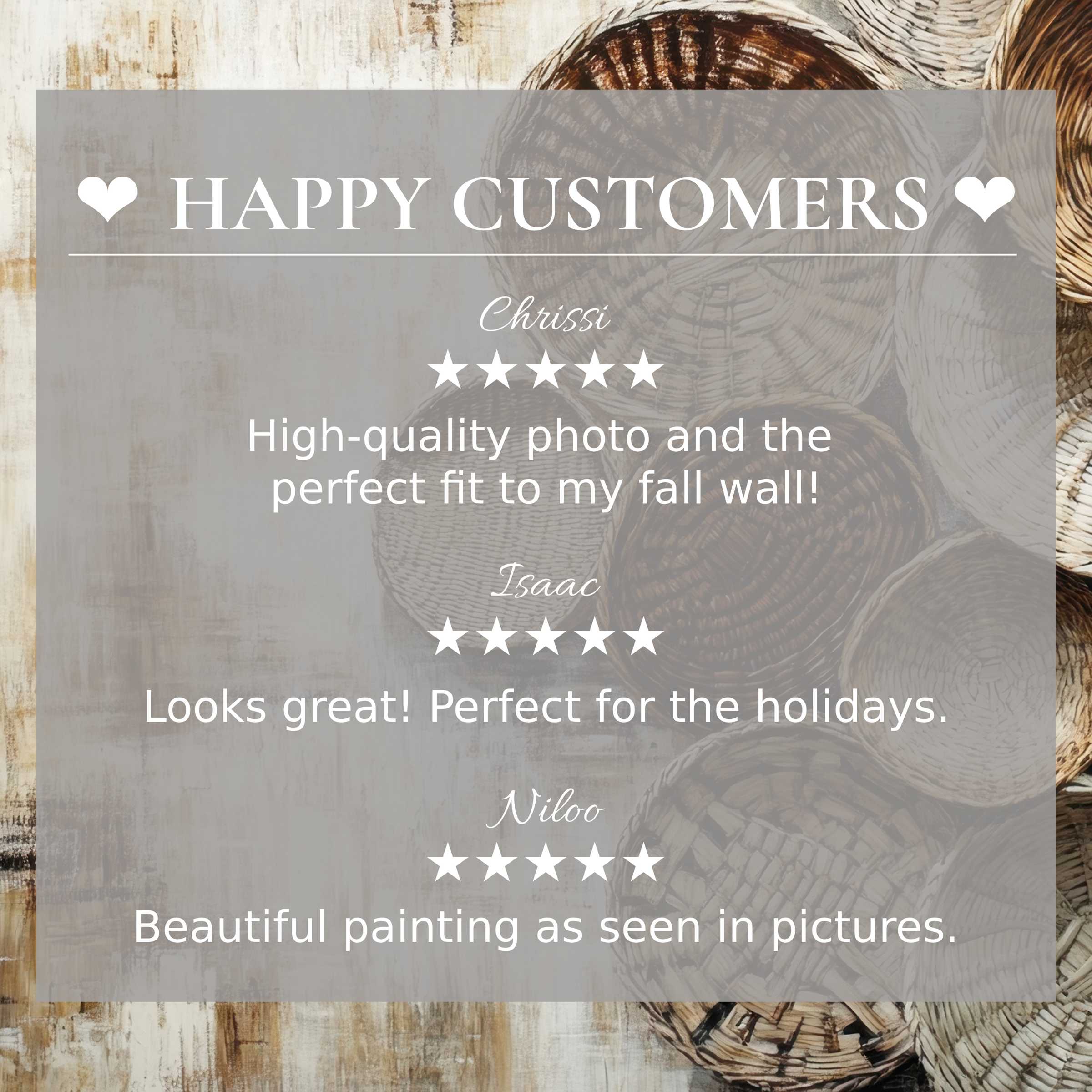 Boho art for Frame TV with woven basket backdrop, showcasing elegant style and happy customer reviews building trust