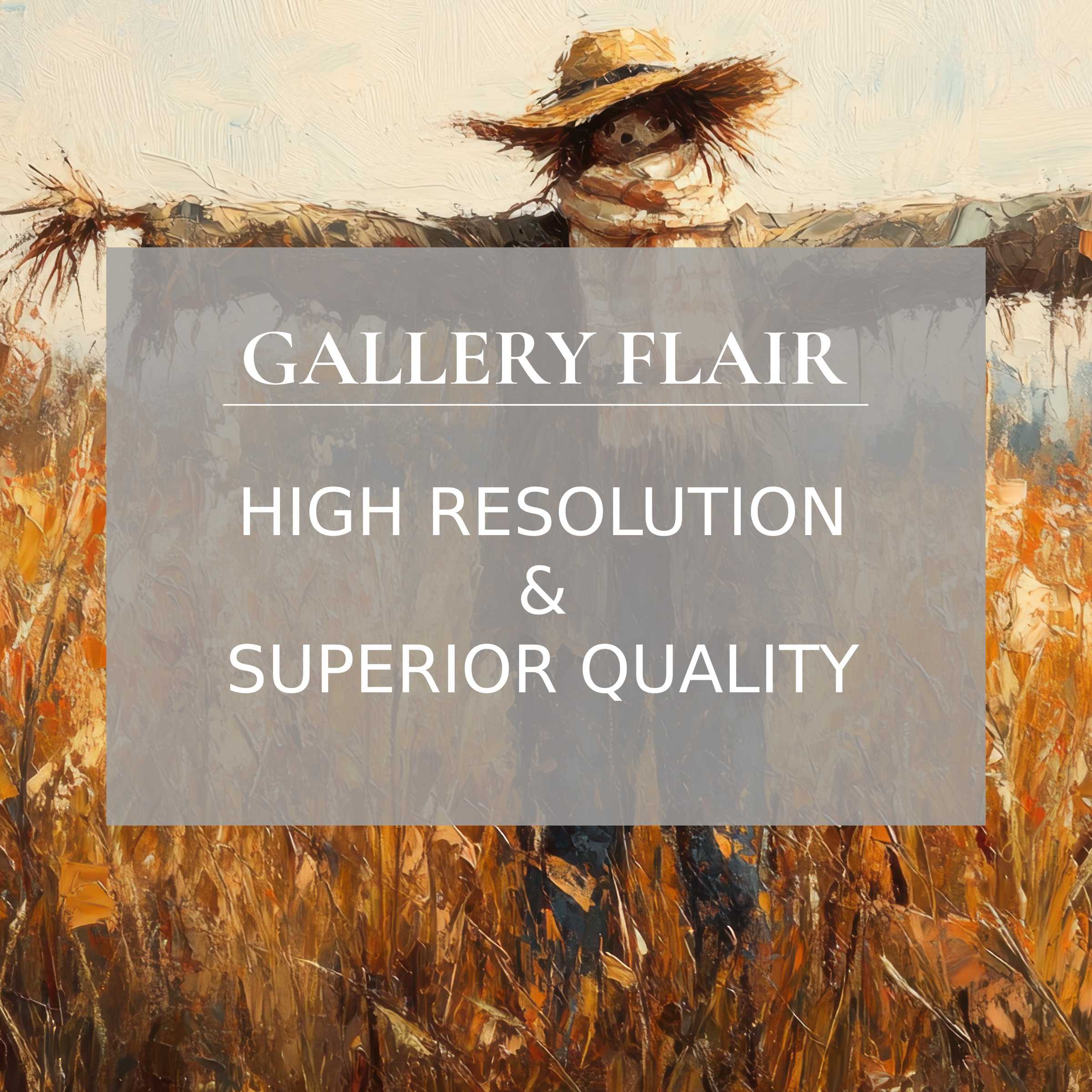 Fall printable art featuring a textured scarecrow in golden fields, radiating warm, rustic charm for modern interiors