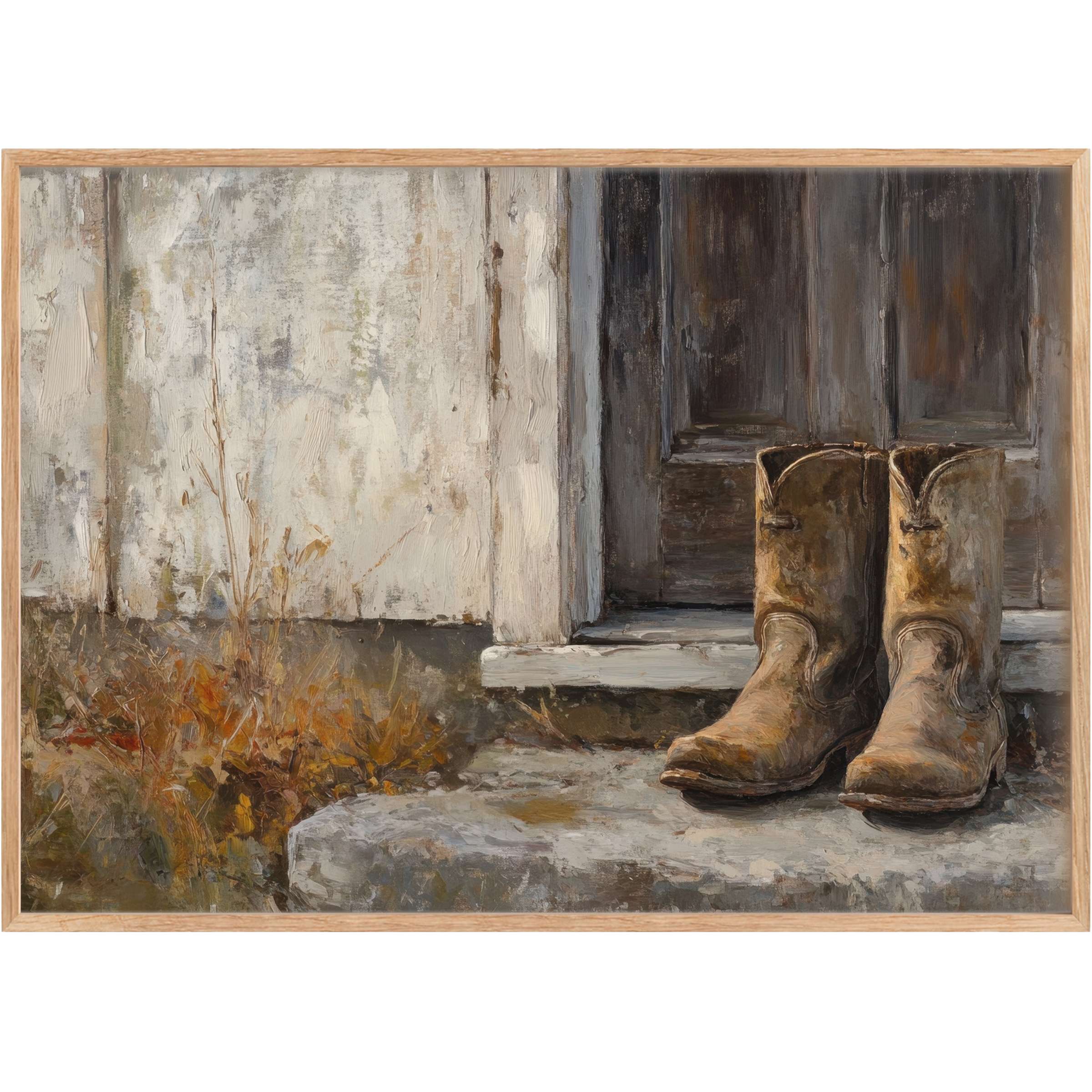 Rustic charm radiates from this farmhouse printable wall art, where warm earth tones and weathered textures evoke a serene, timeless welcome