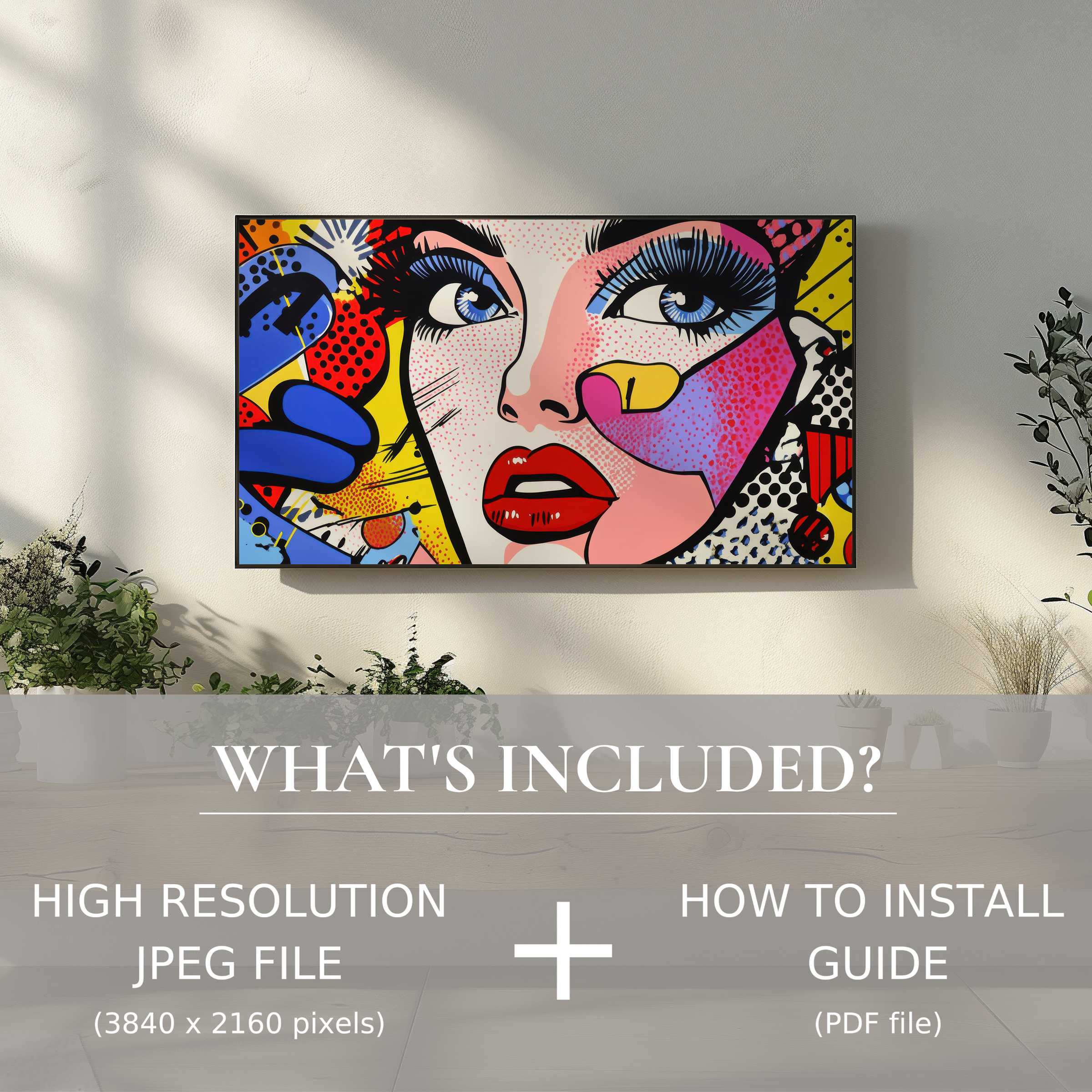 Vibrant modern digital TV art download effortlessly elevates your stylish living space with high-res, easy digital use