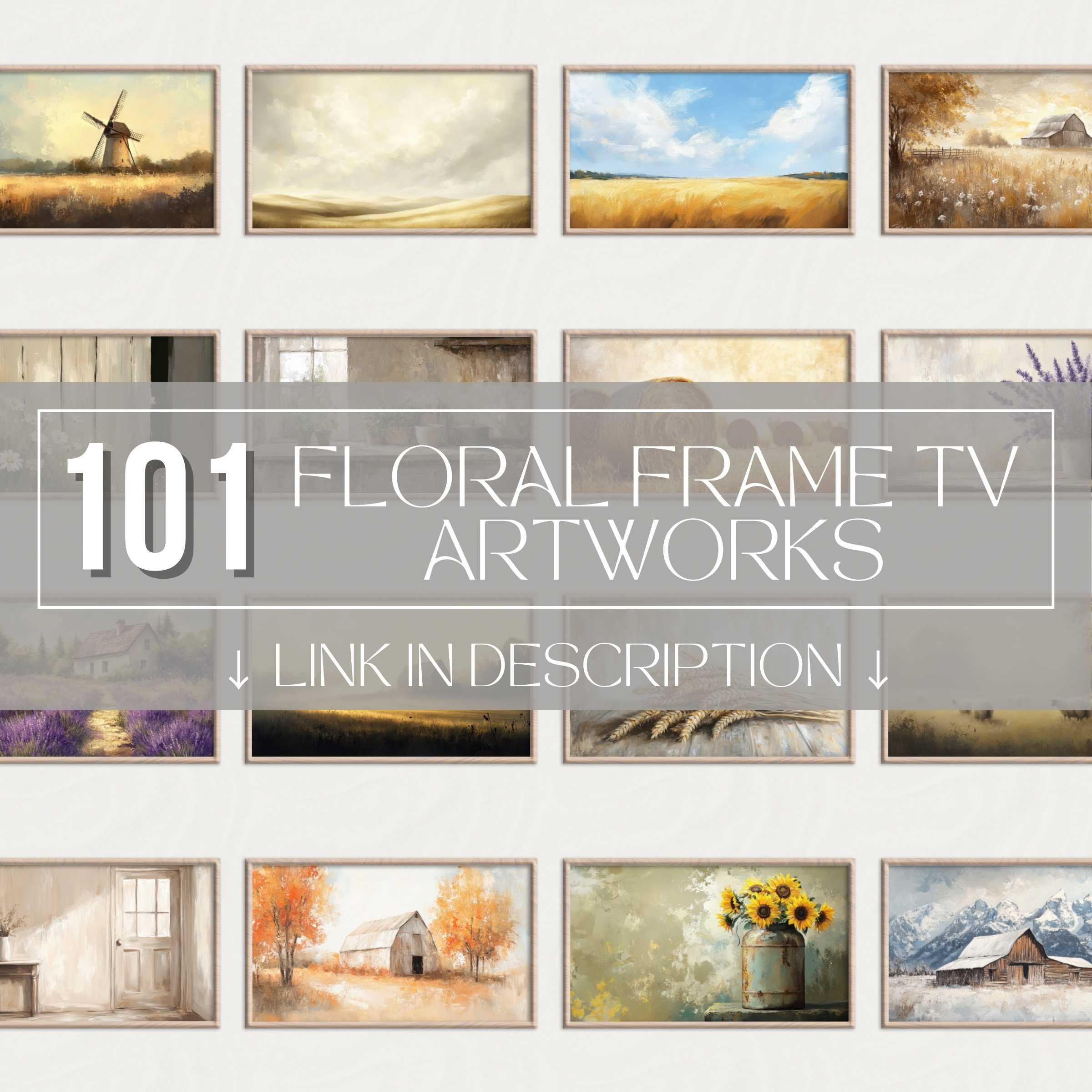 Elegant floral Frame TV art set featuring diverse, high-quality digital landscapes and still lifes for stylish decor.