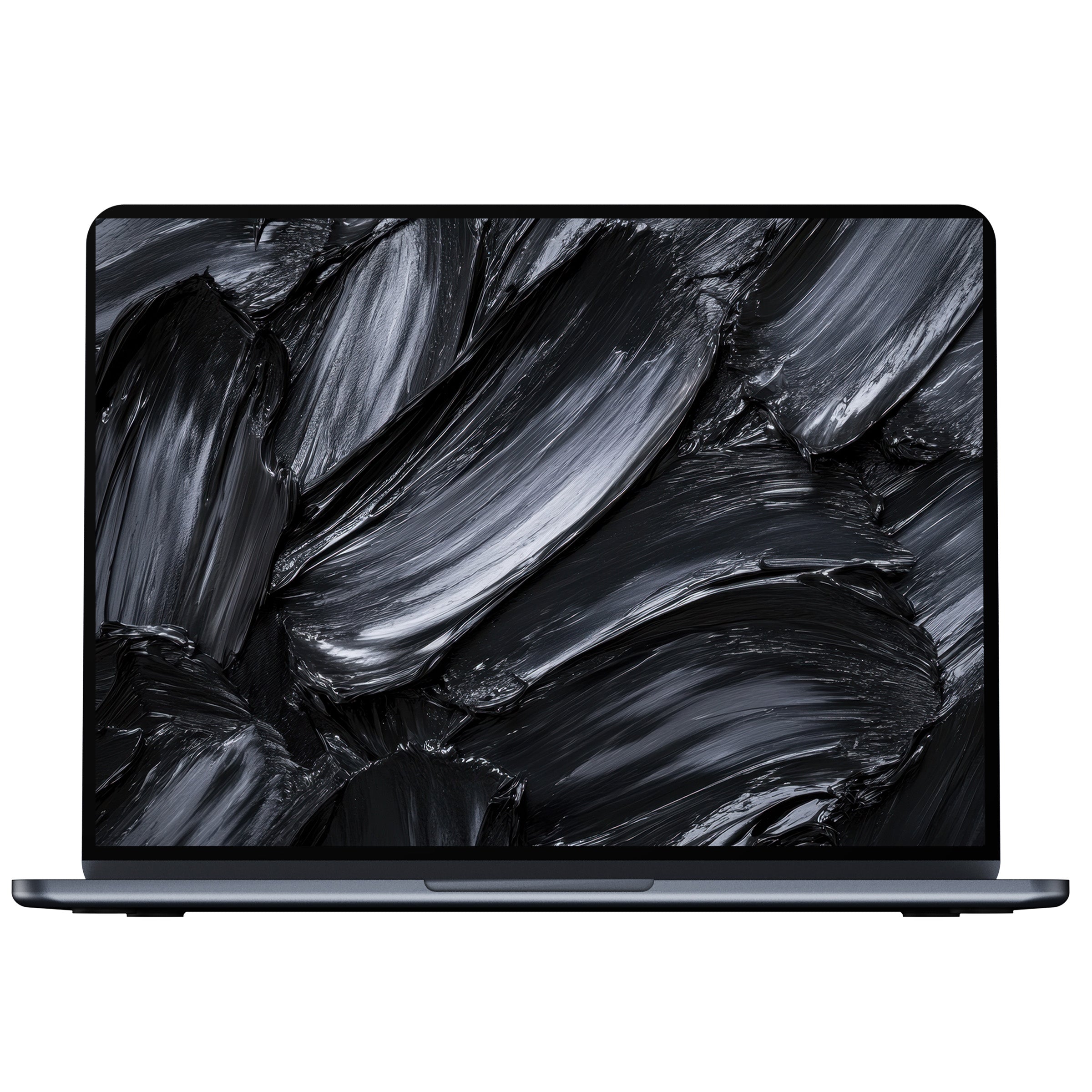 Elegant black abstract desktop wallpaper in dynamic brush strokes offers calm inspiration for PC, laptop, or Mac digital download
