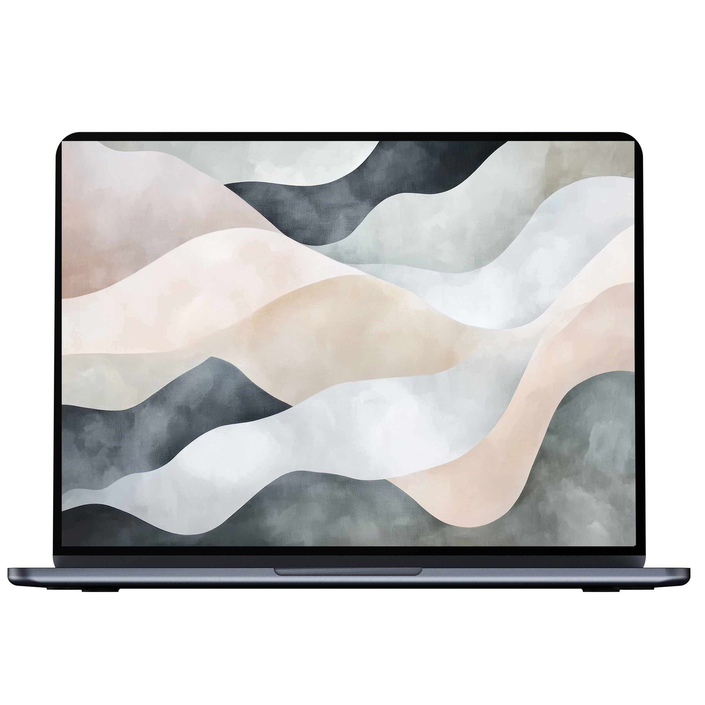 Abstract desktop wallpaper with soft pastel waves evokes calm and elegance; digital download perfect for PC, laptop, or Mac