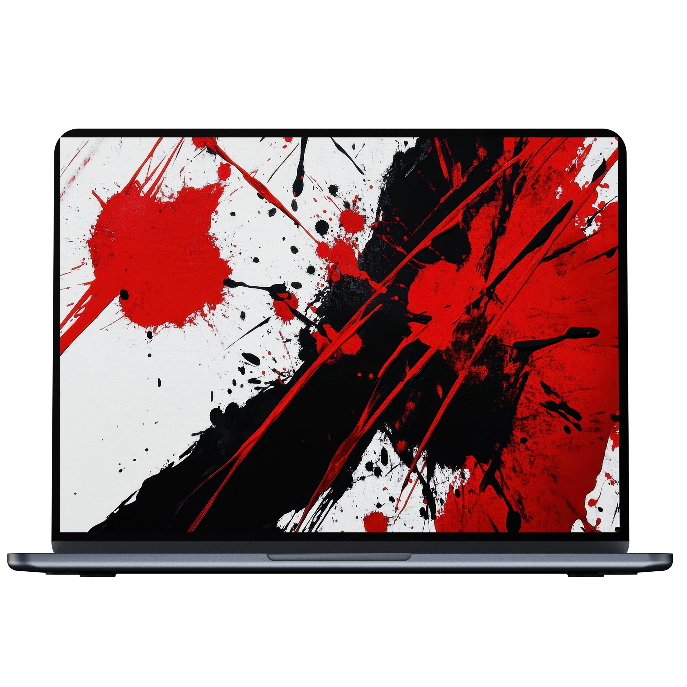 Red and black abstract desktop wallpaper digital download with dynamic splatters brings elegance to any PC, laptop, or Mac screen