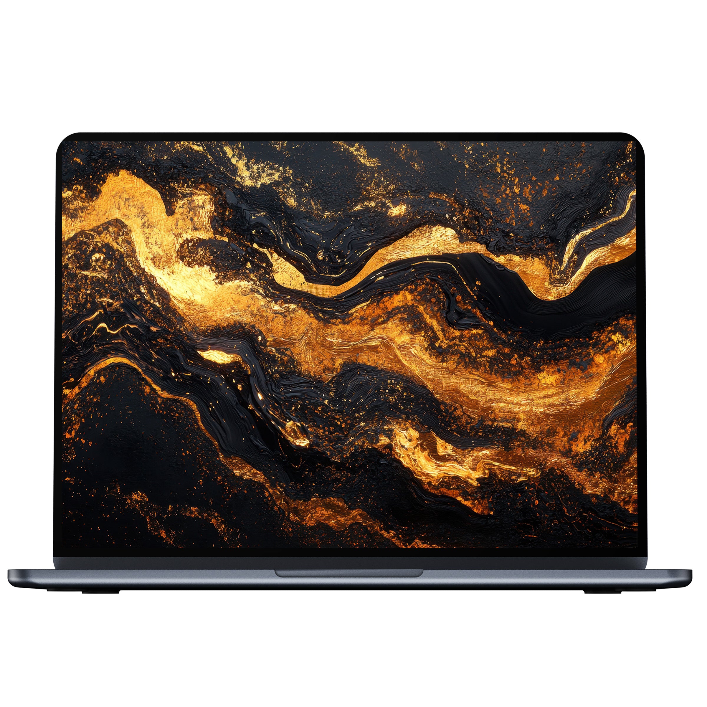 Elegant abstract desktop wallpaper in gold and black swirls for PC and laptop digital download inspiring calm and creativity