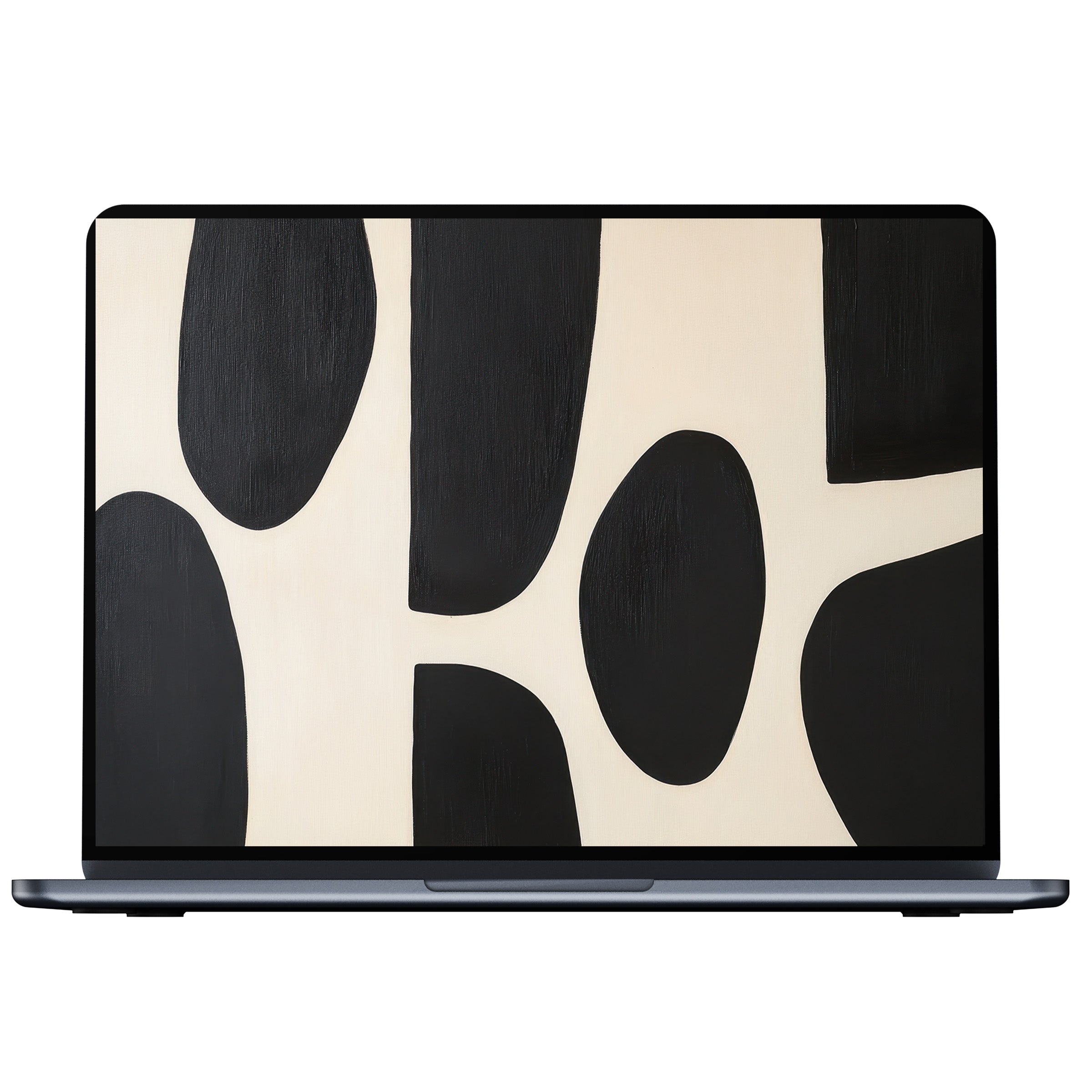 Elegant abstract desktop wallpaper in black and cream tones, perfect digital download for PC, Laptop, and Mac enhancing calm inspiration