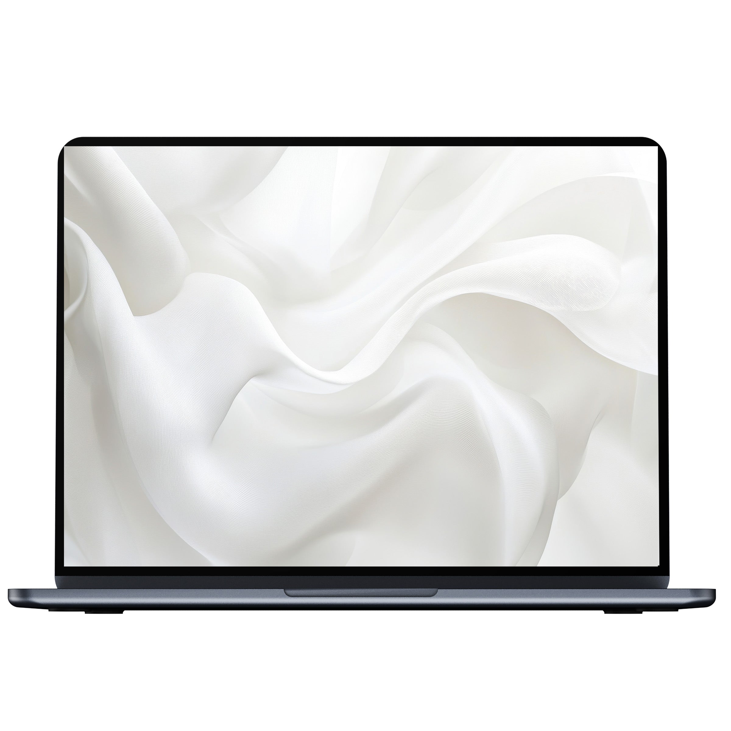 Elegant abstract desktop wallpaper with flowing white textures for PC or laptop digital download inspiring calm and sophistication