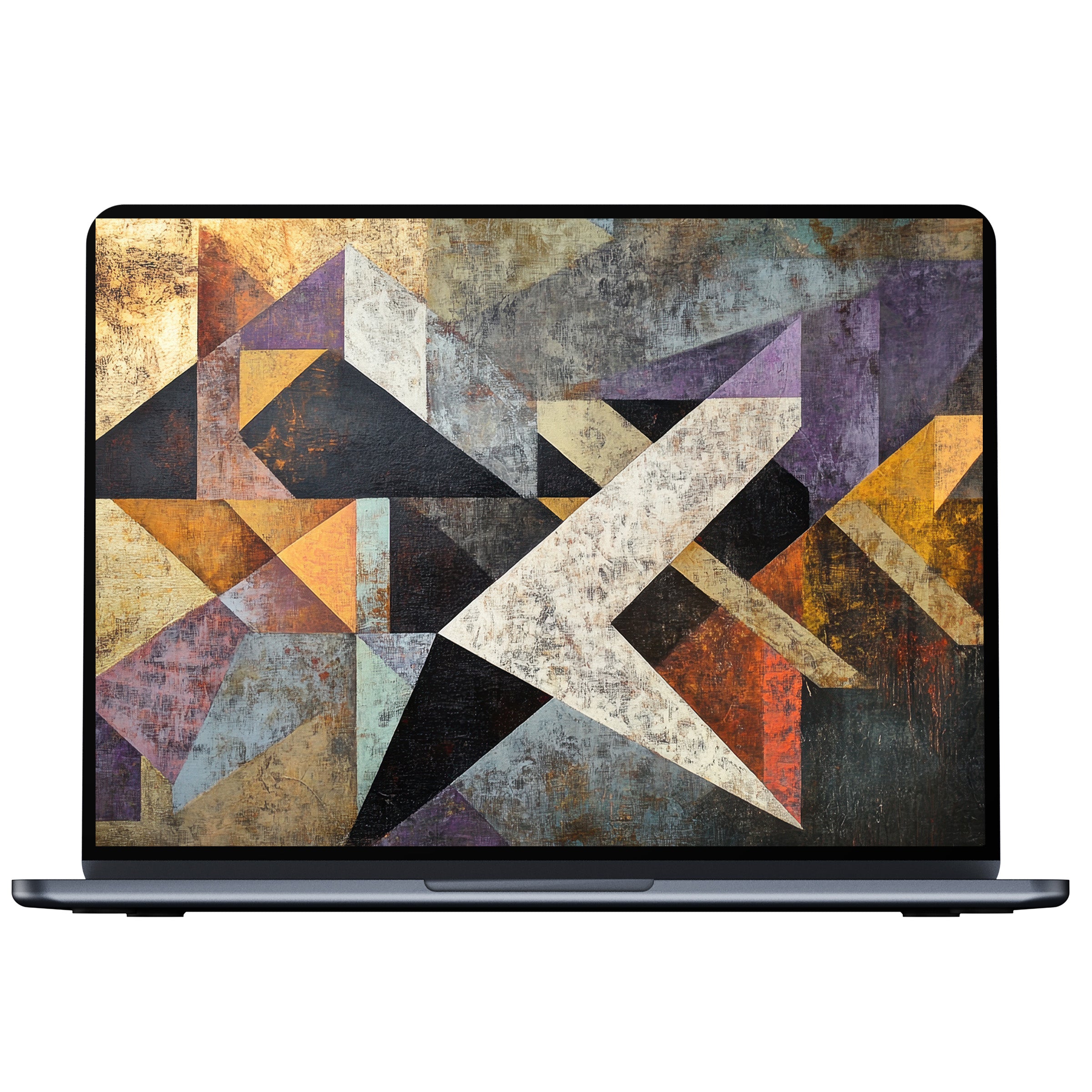 Abstract desktop wallpaper digital download featuring geometric shapes in earthy tones, perfect for enhancing PC and laptop aesthetics