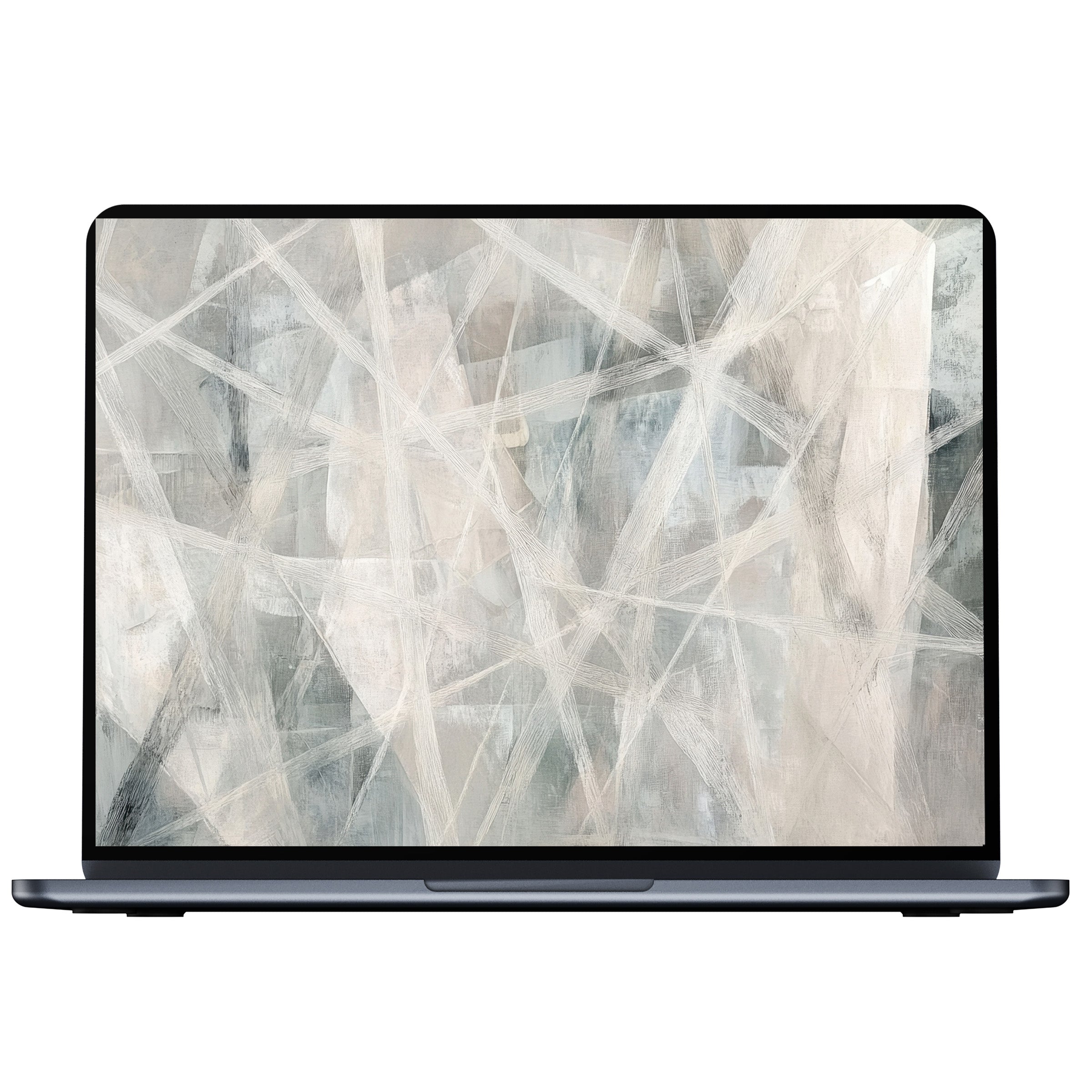 Elegant abstract desktop wallpaper digital download featuring soft gray textures and geometric lines for mindful inspiration on PC or laptop