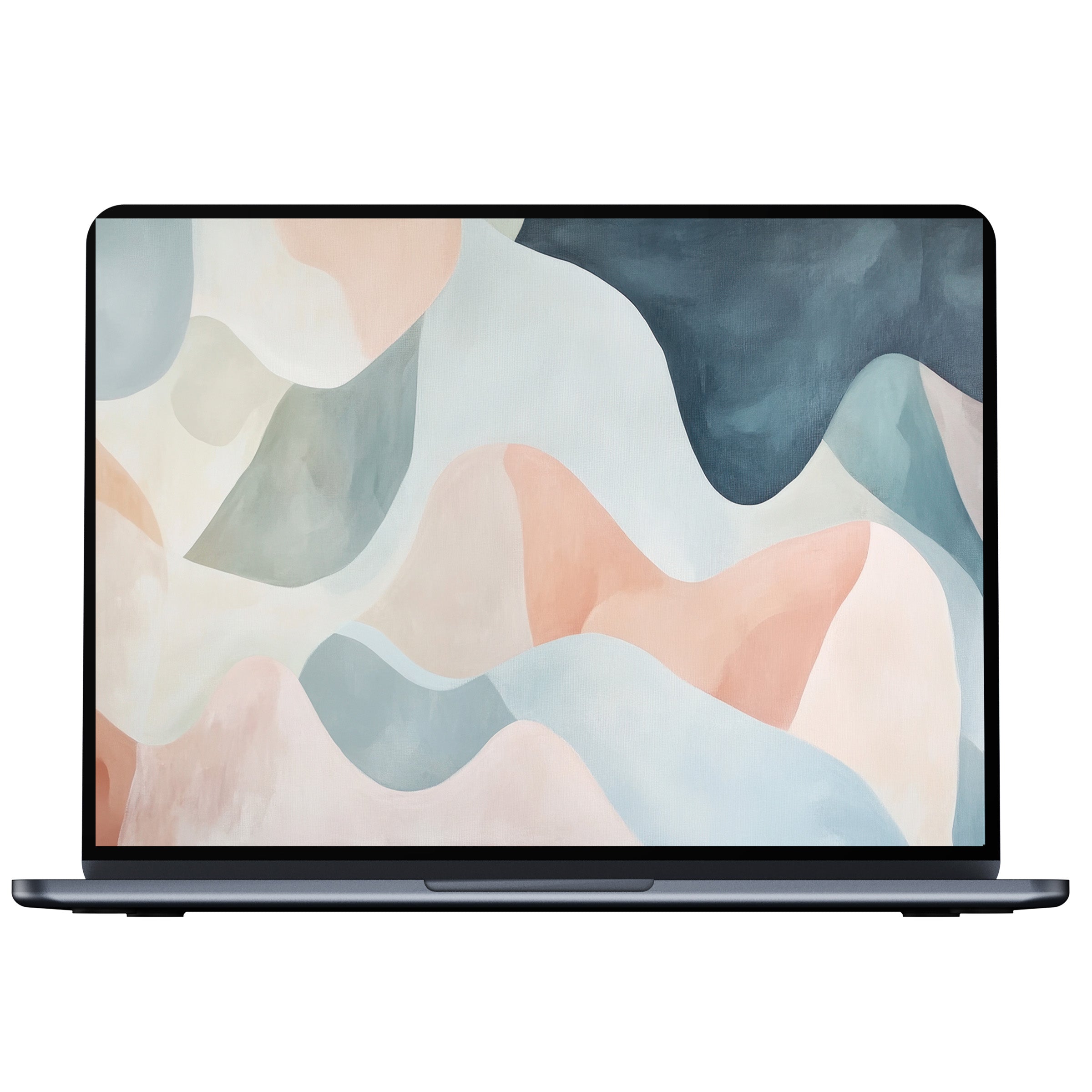 Abstract desktop wallpaper featuring soothing pastel waves in digital download for PC and laptop inspires calm elegance and style