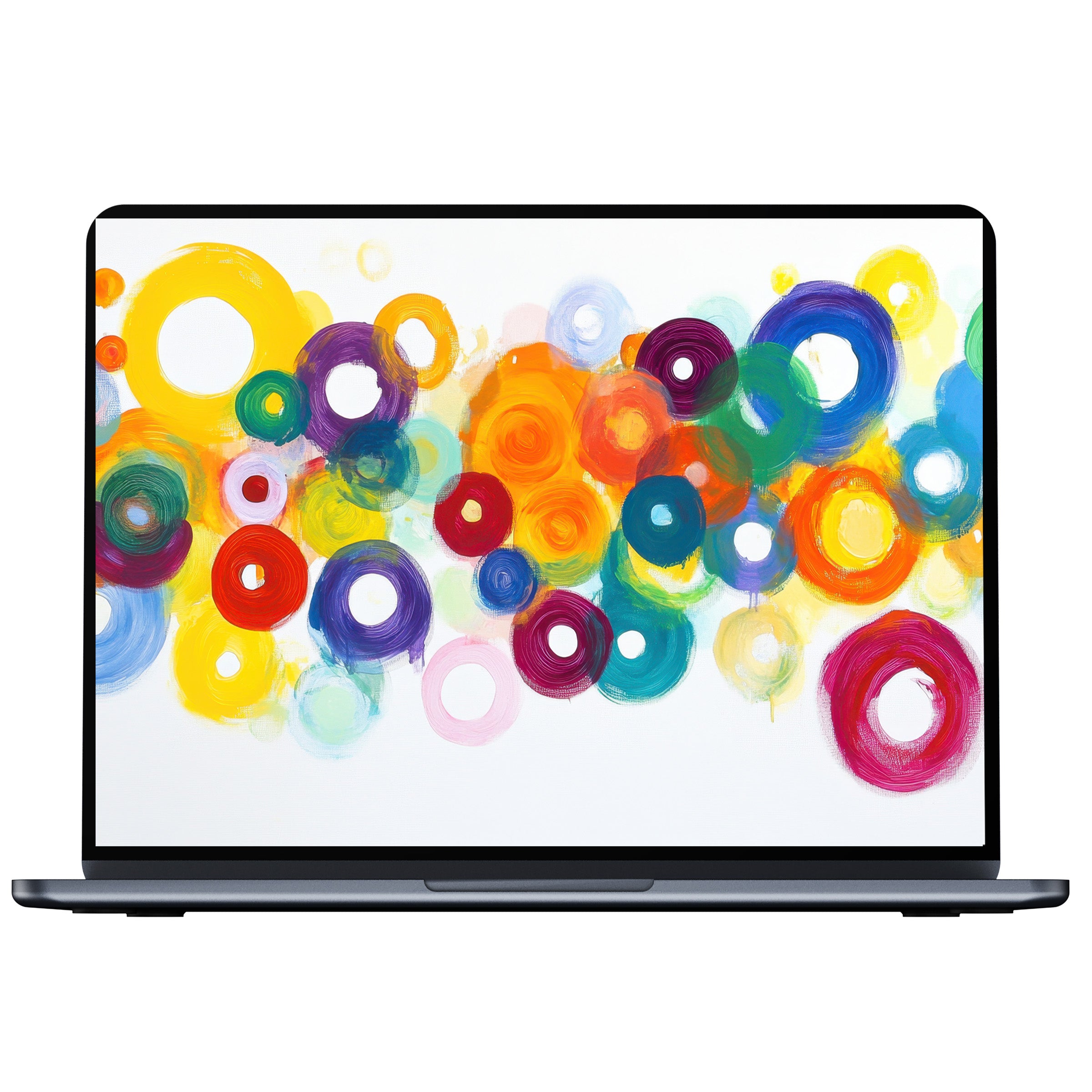Vibrant abstract desktop wallpaper with colorful circles for PC and laptop digital download evokes calm and inspiration