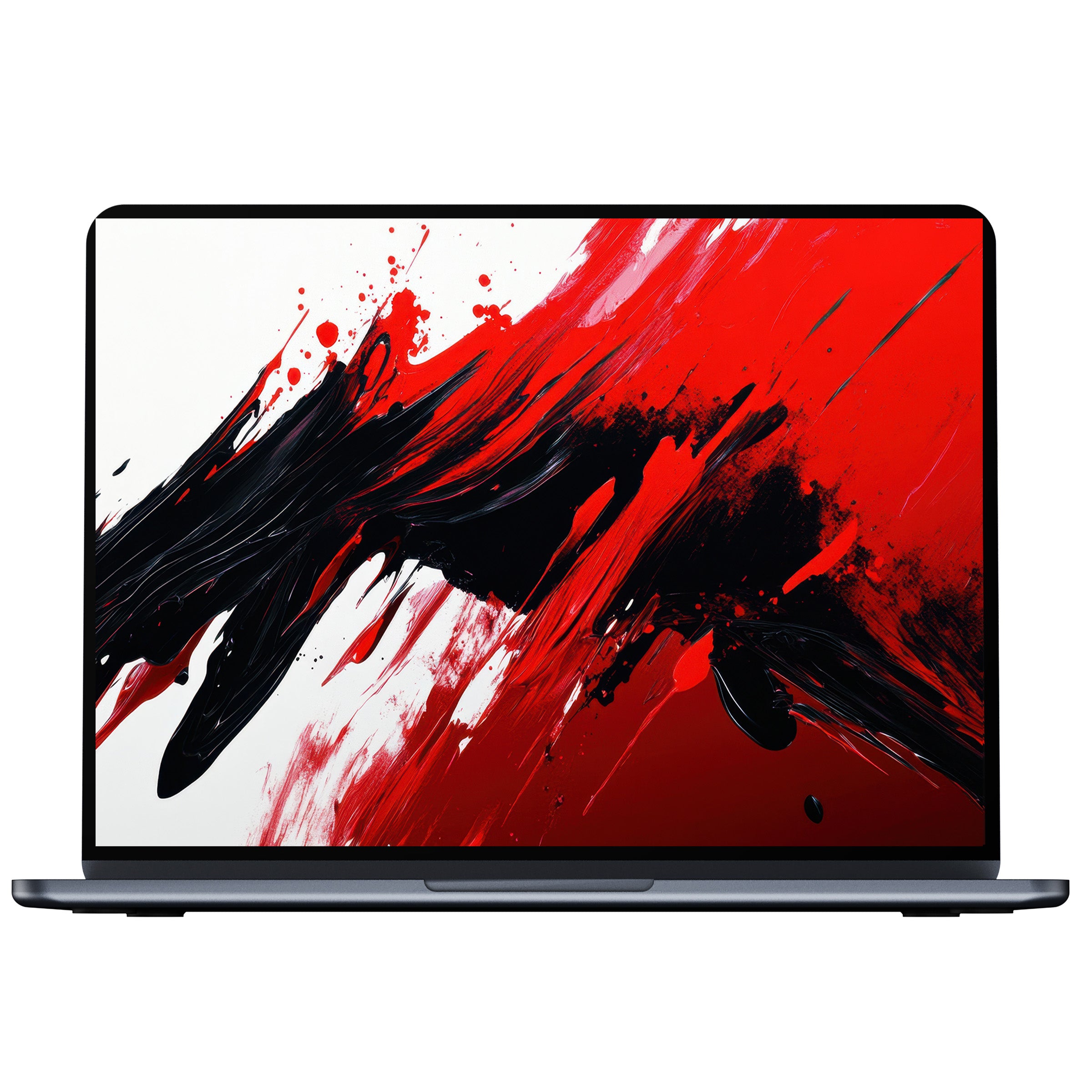 Vibrant abstract desktop wallpaper with red and black brushstrokes offers elegance and calm for PC, laptop, Mac digital download