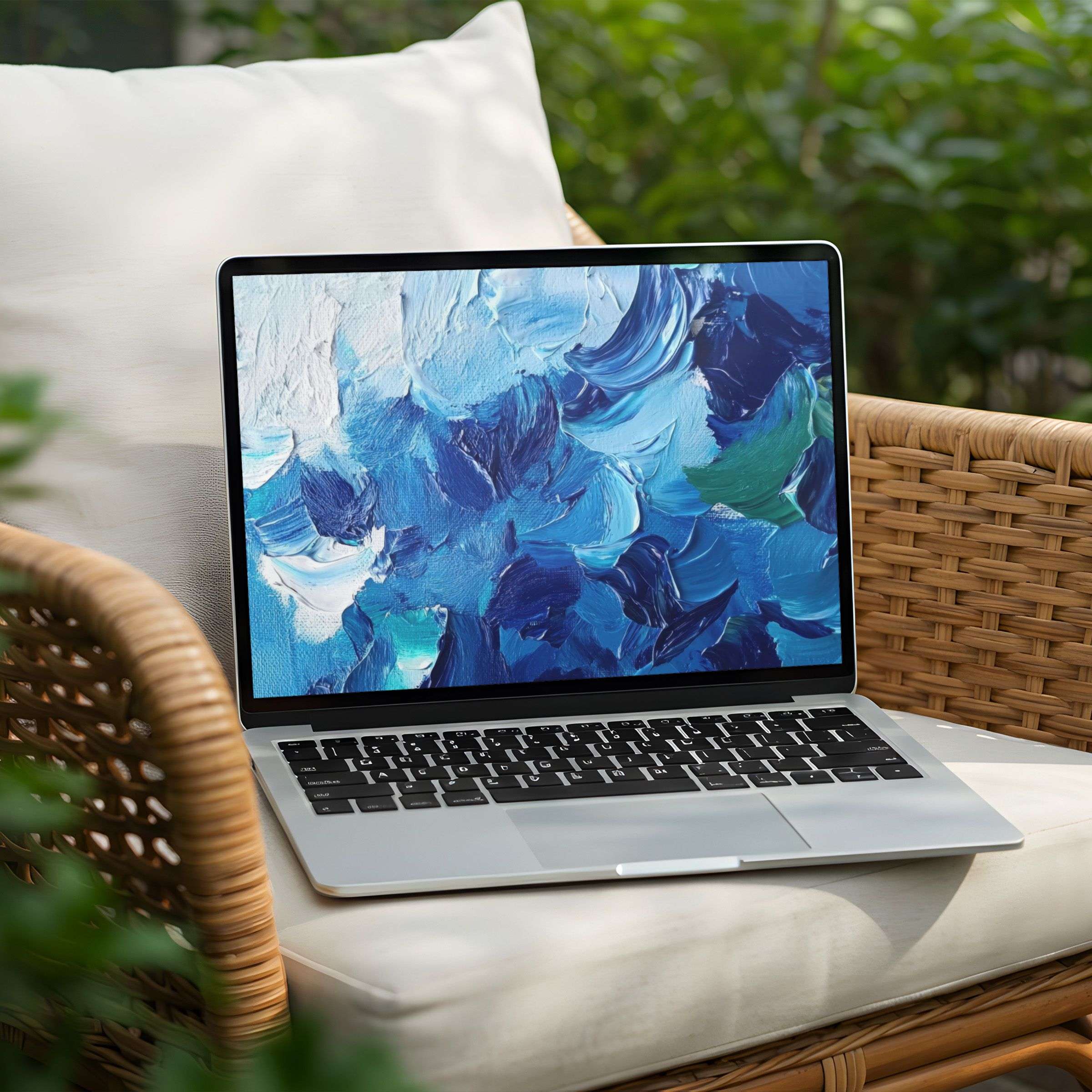Elegant abstract blue and green desktop background for instant download on PC or Laptop, inspiring calm and mindfulness
