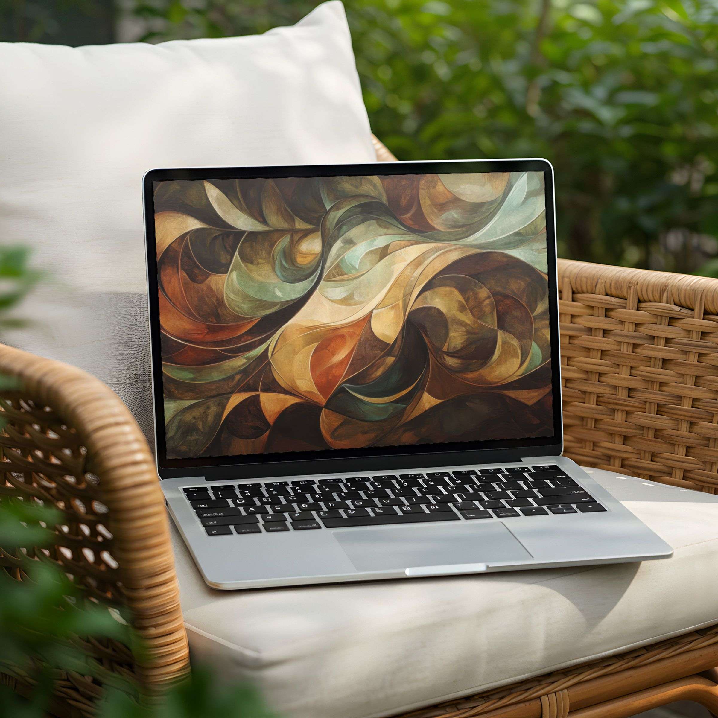 Elegant abstract swirl in warm hues creates a calming desktop background for PC or laptop instant download inspiring mindfulness