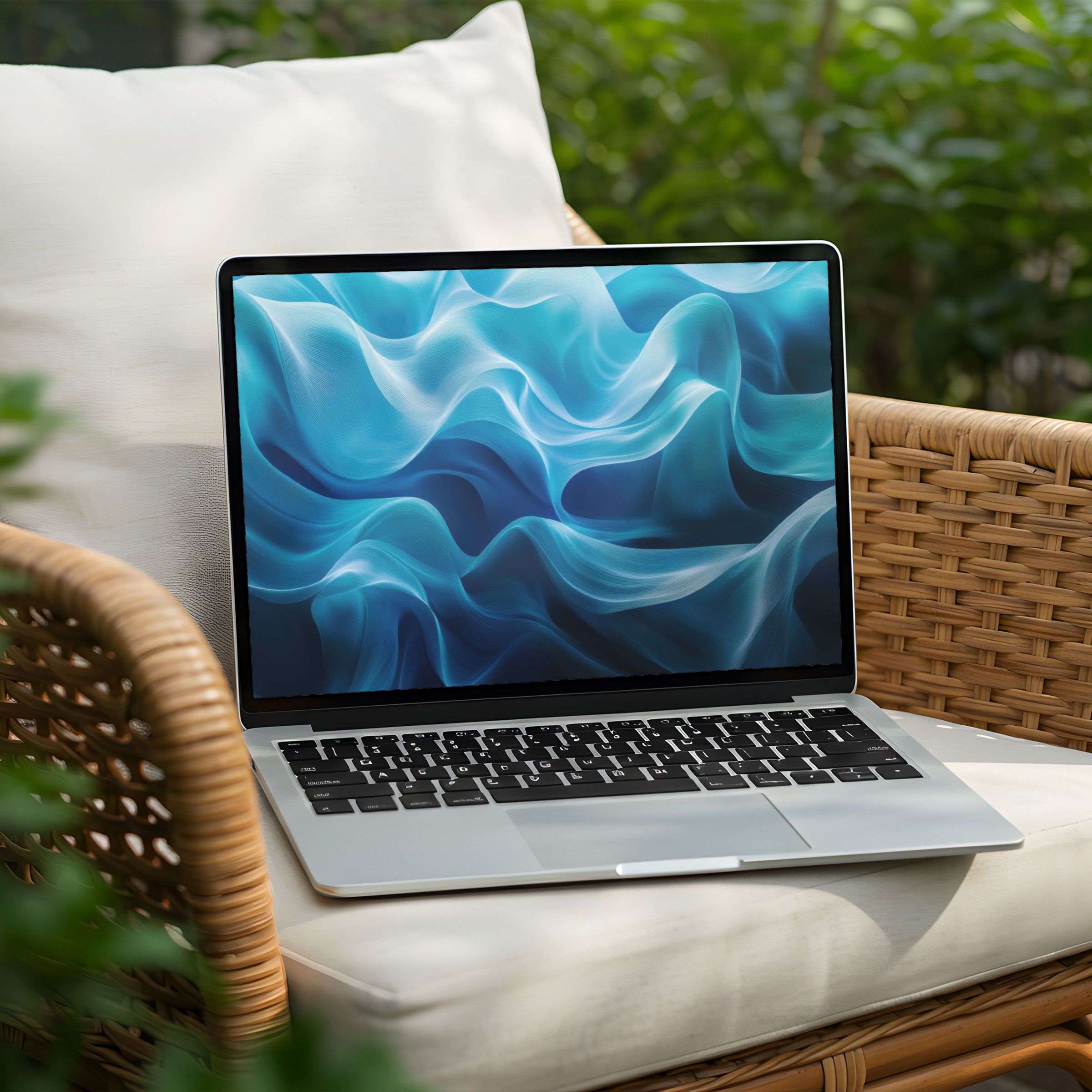 Elegant ocean wave-inspired desktop background with calming blues for PC or Laptop instant download to inspire mindfulness