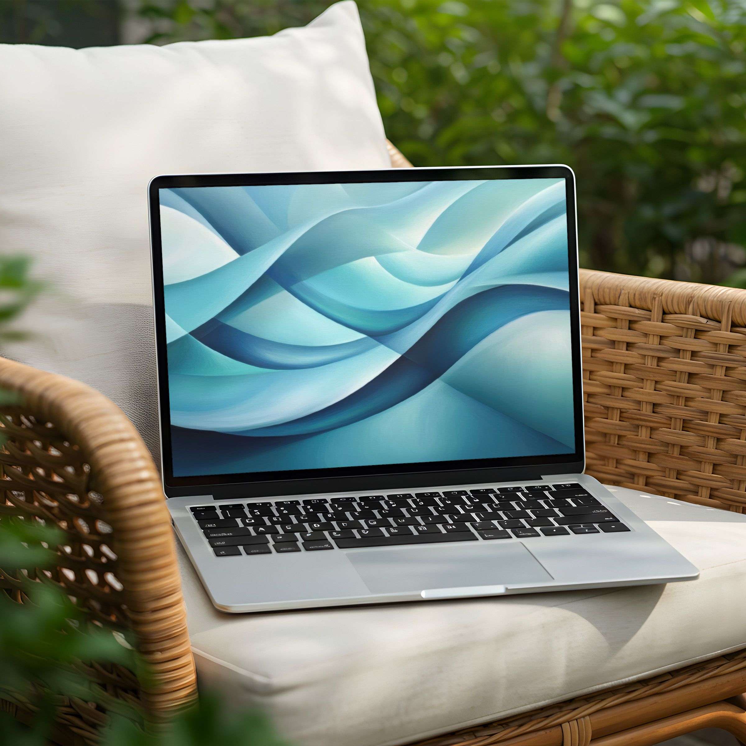 Calm blue waves create an inspiring desktop background for your PC or Laptop, available as an instant download for elegance