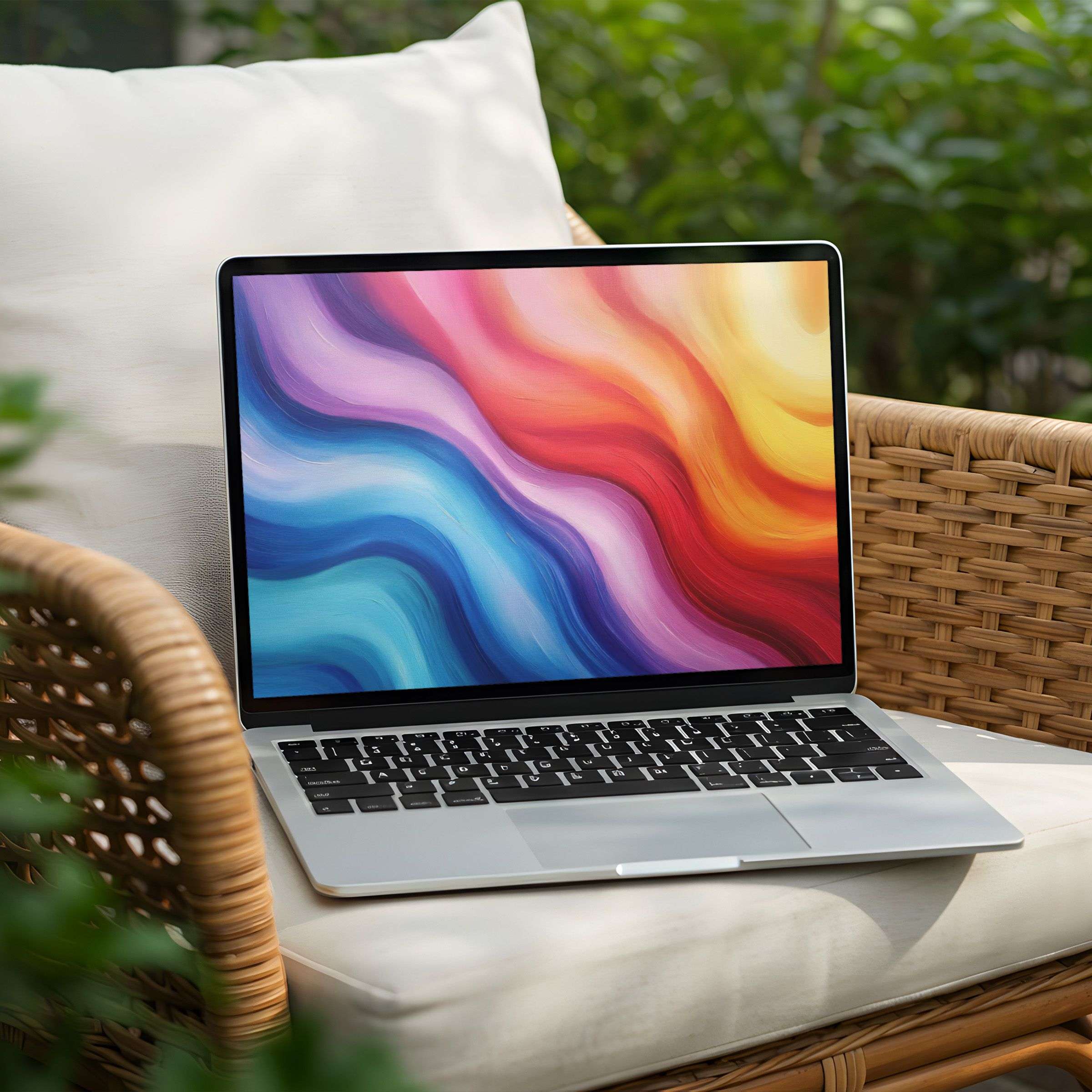 Elegant desktop background with vibrant waves for instant download on PC or Laptop inspiring calm and aesthetic mindfulness