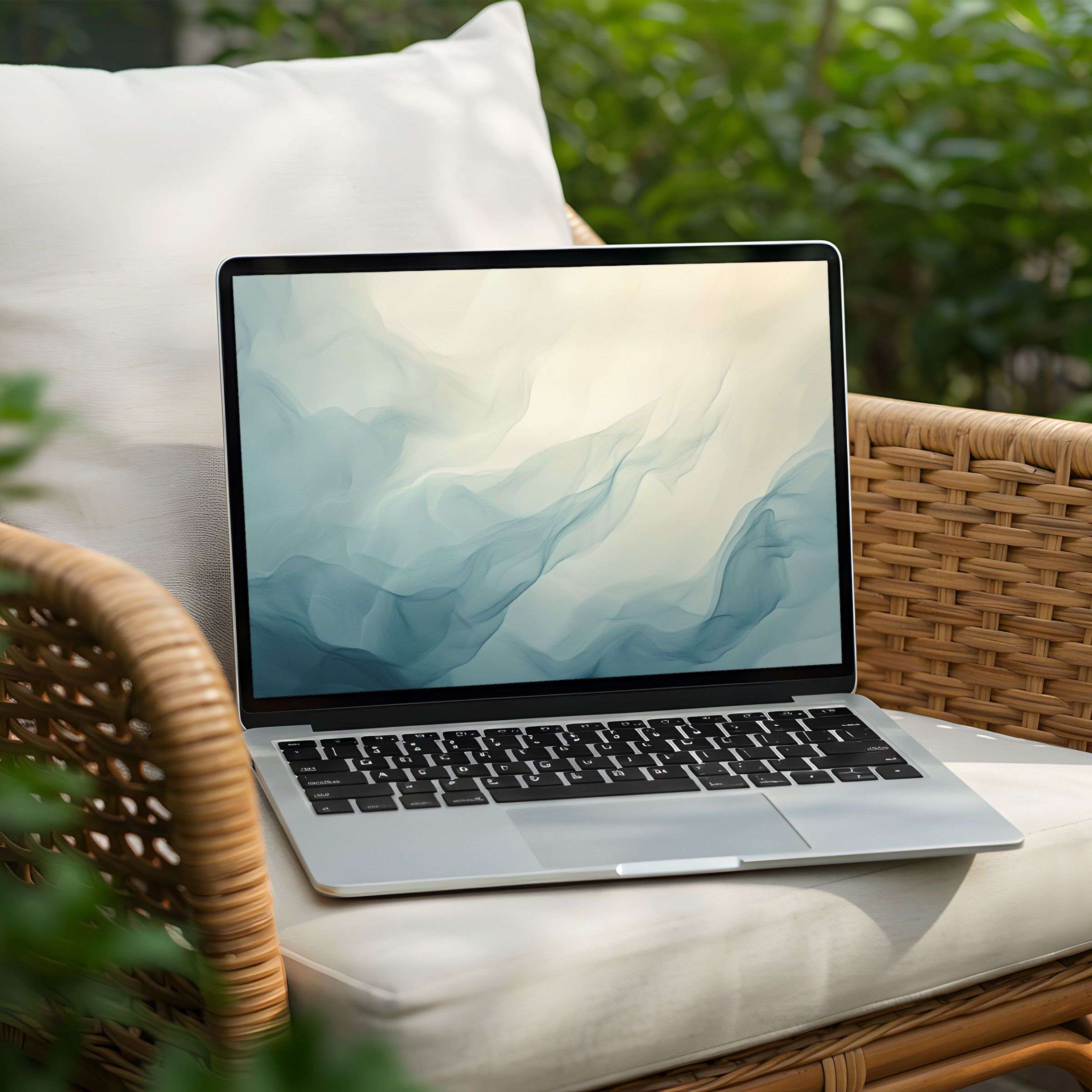 Elegant desktop background for PC or Laptop with soothing abstract waves in soft pastels Instant download for mindful inspiration