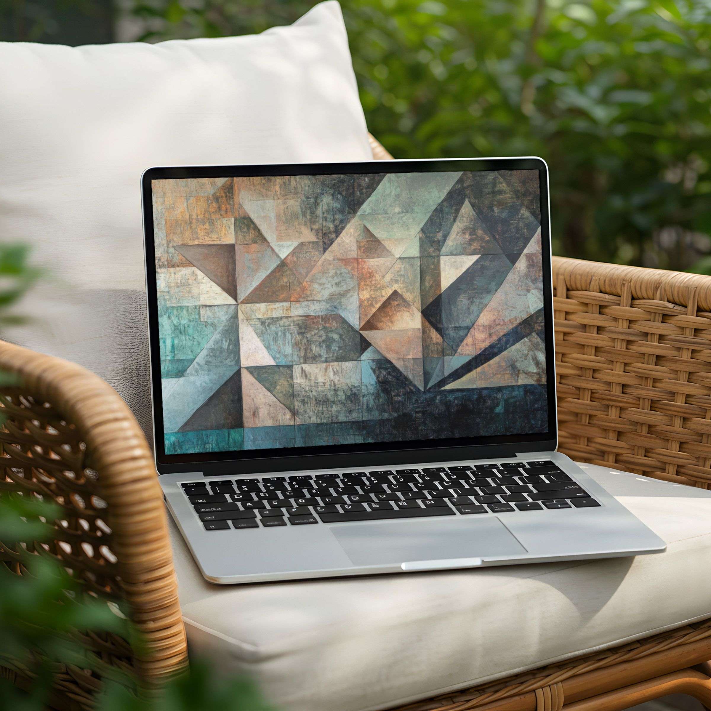 Elegant abstract geometric desktop background on PC for instant download inspires calm and mindfulness for your laptop display