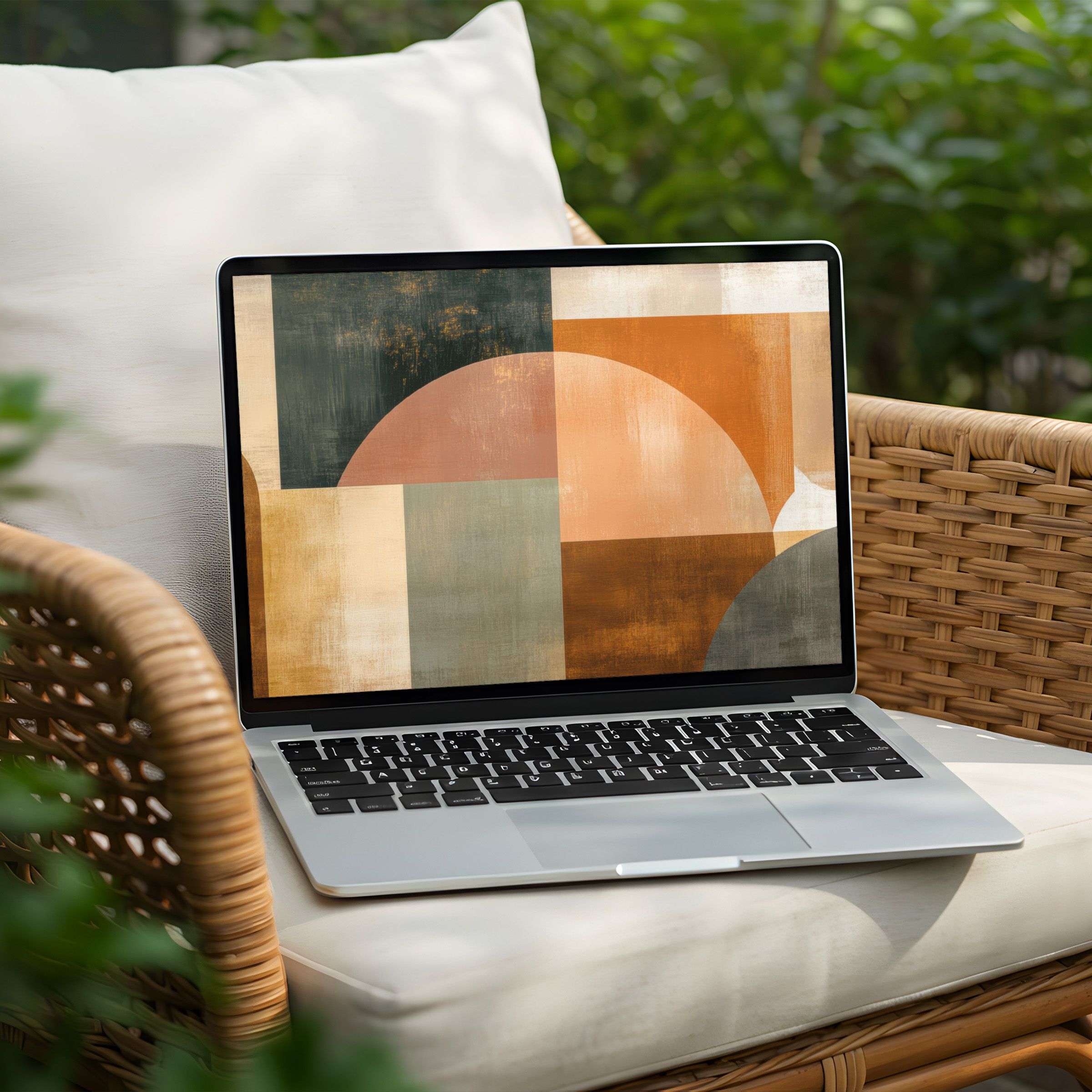 Elegant abstract art desktop background for PC or Laptop instant download to inspire calm and mindfulness through earthy tones