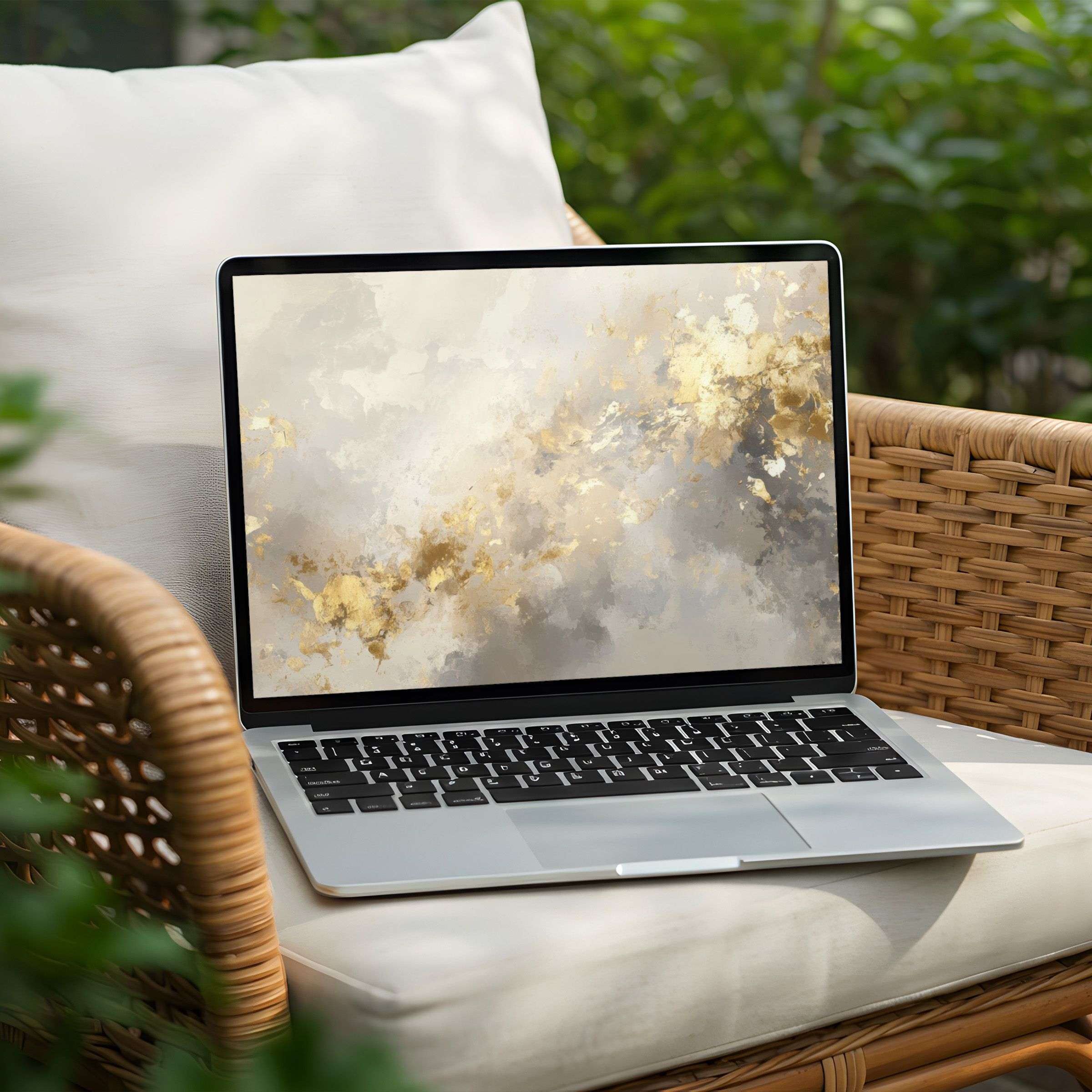 Elegant gold and grey abstract desktop background for PC or Laptop brings calm and inspiration with instant download option