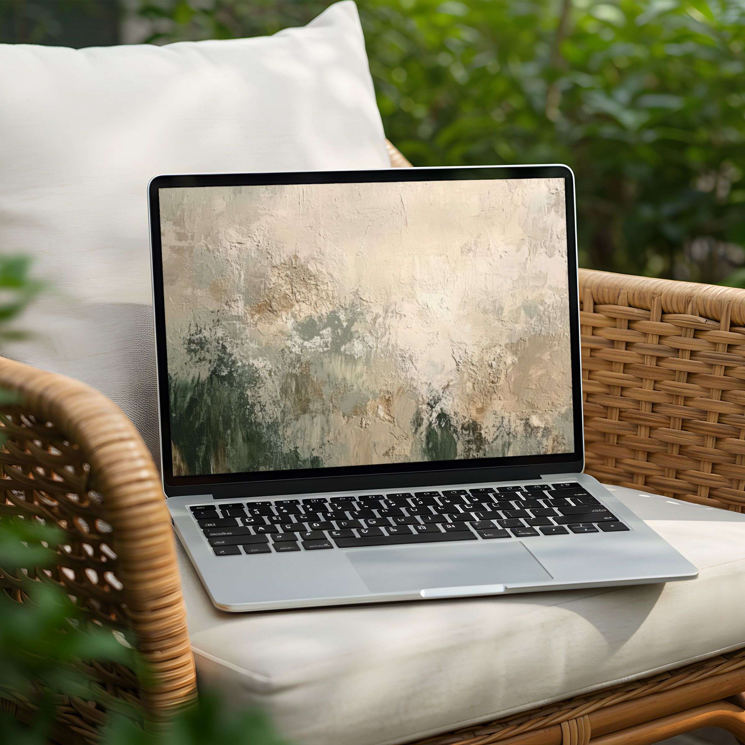 Elegant textured digital art for desktop background on a sleek Laptop offers instant download inspiring a calm and mindful PC experience