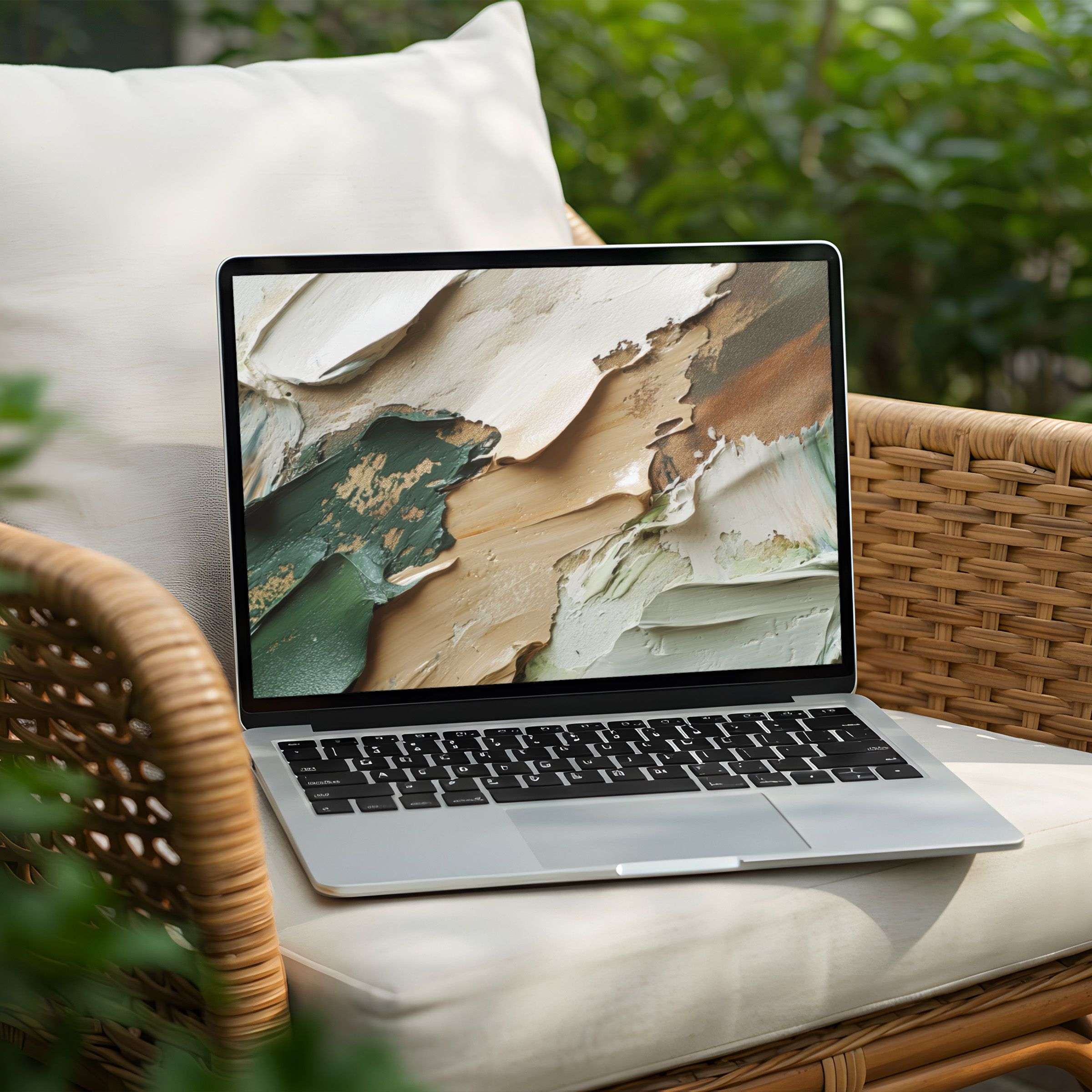 Calming abstract desktop background in earthy tones for PC and Laptop instant download enhances elegance and mindful inspiration