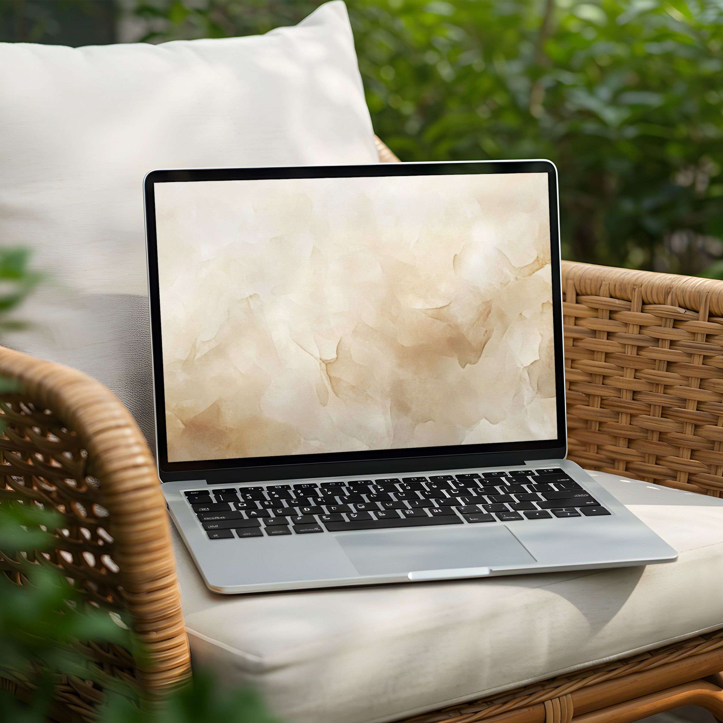 Elegant watercolor desktop background for PC and Laptop offers instant download, inspiring calm and mindfulness through soft neutrals