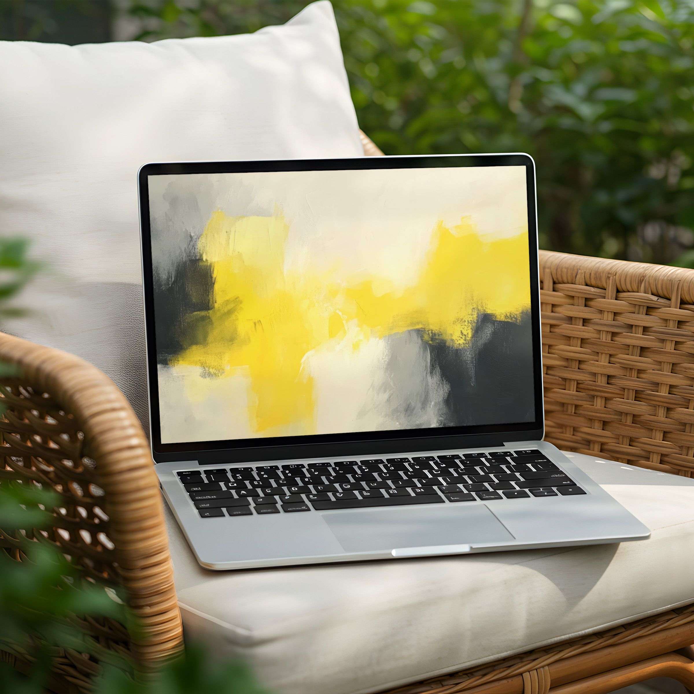 Elegant abstract yellow and grey desktop background for PC and Laptop instant download inspiring calm and mindfulness