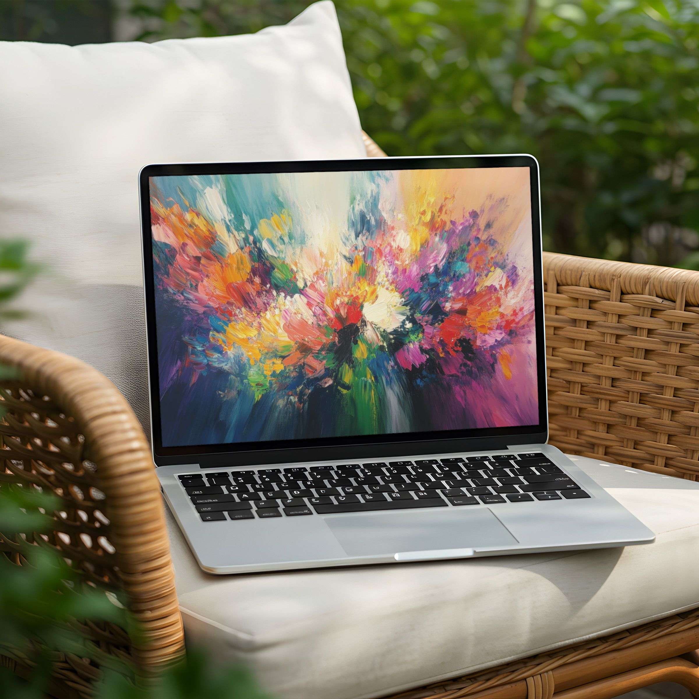 Vibrant abstract art desktop background for instant download on PC and Laptop inspiring calm and elegance with colorful brushstrokes