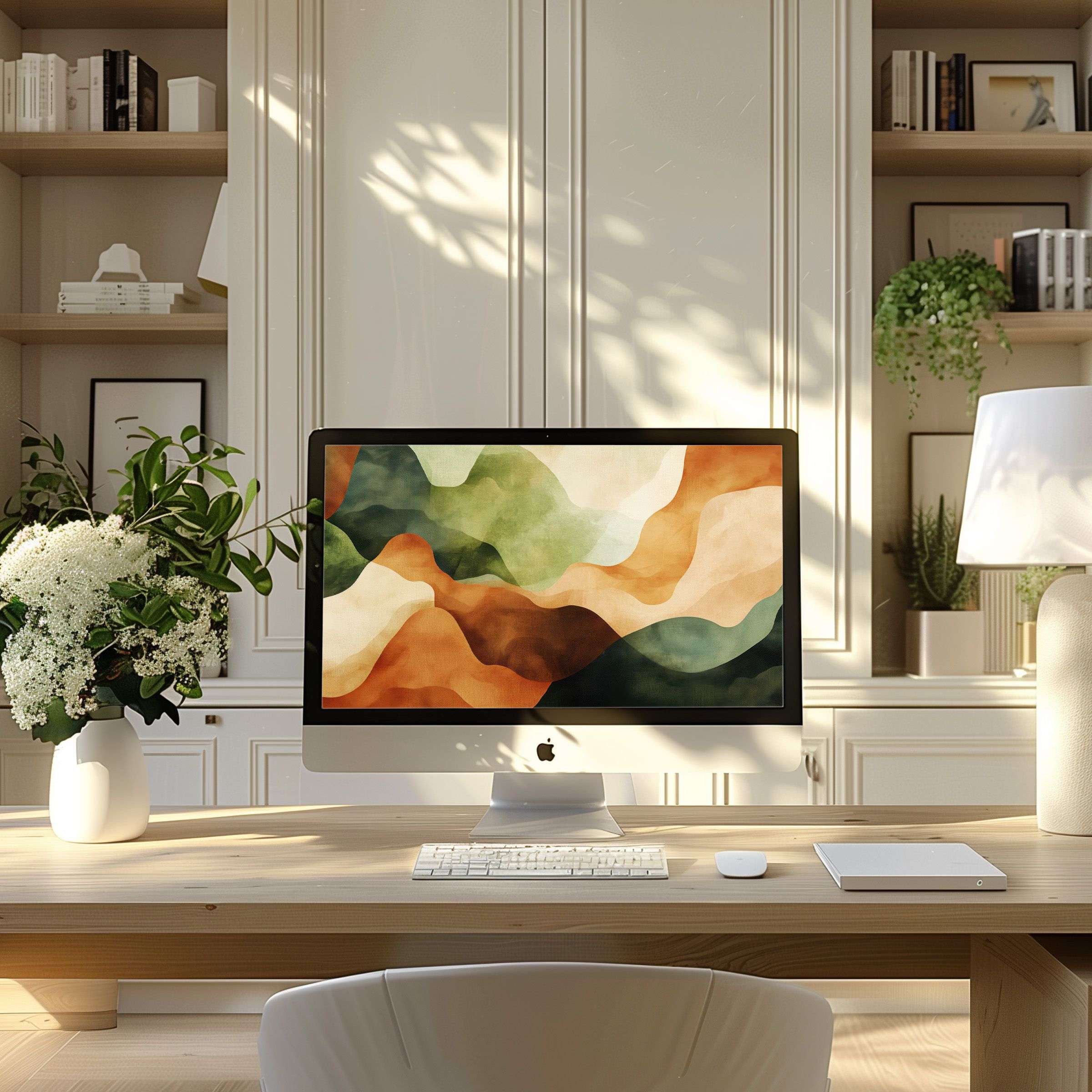 Elegant abstract wallpaper for computer offering inspiration and calm, perfect for PC, laptop, ultrawide, digital download