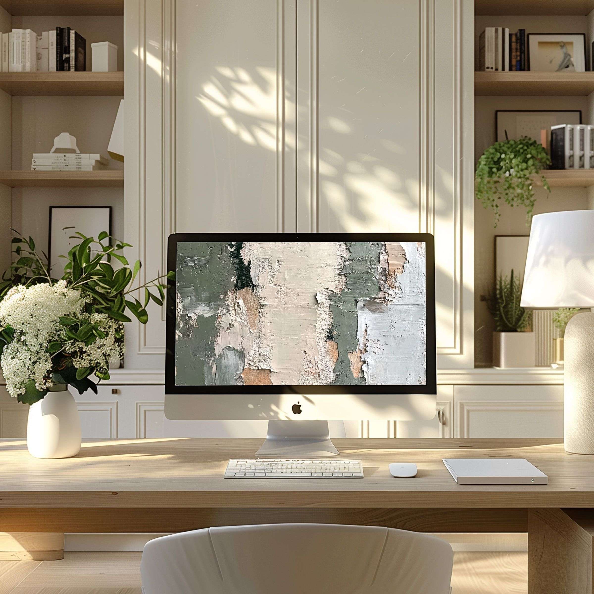 Eco-friendly abstract wallpaper for computer brings elegance to PC or laptop enhancing modern home office with inspiration