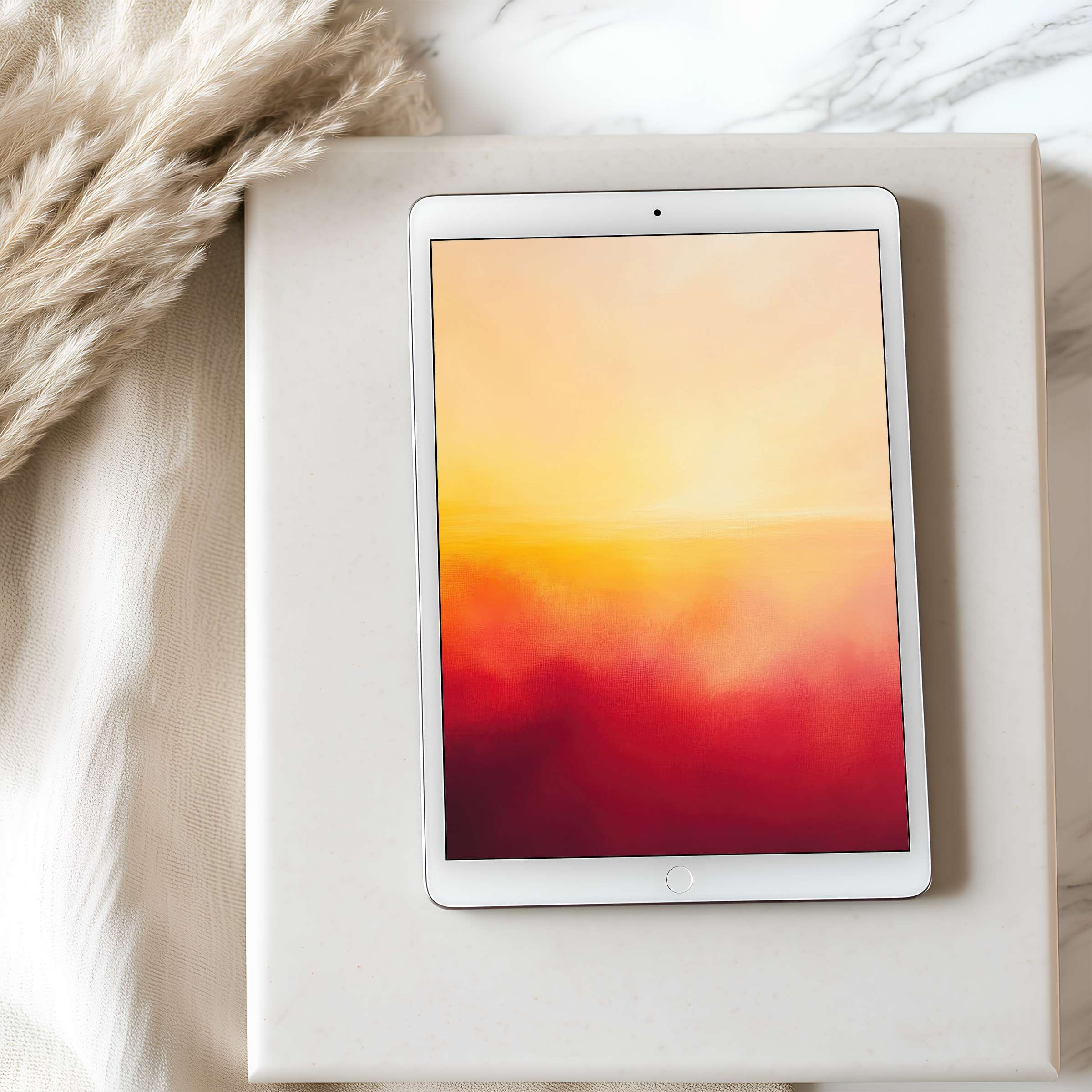 Elegant tablet wallpaper featuring a calming sunset gradient in warm hues perfect for iPad and Android tablets digital download