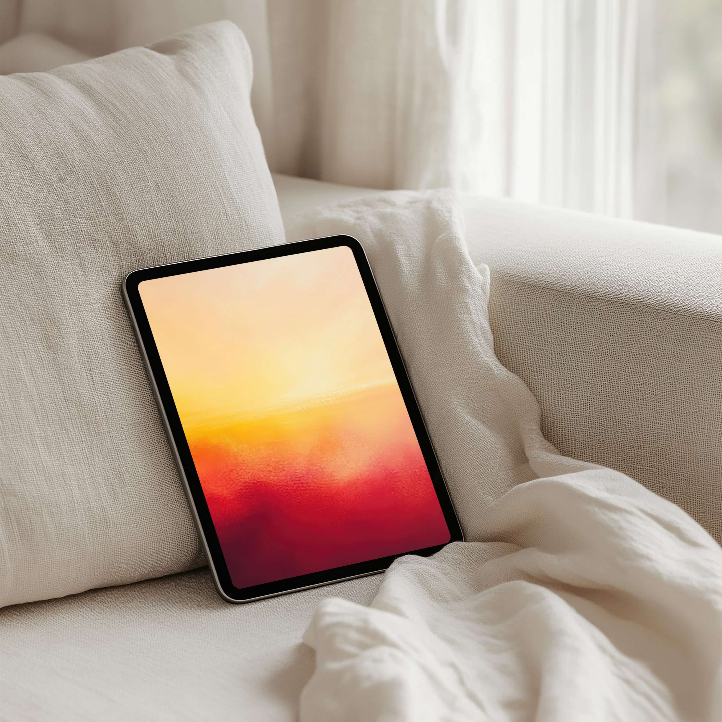 Elegant iPad background in soft sunset hues for instant download enhances calm and mindfulness on any tablet setting