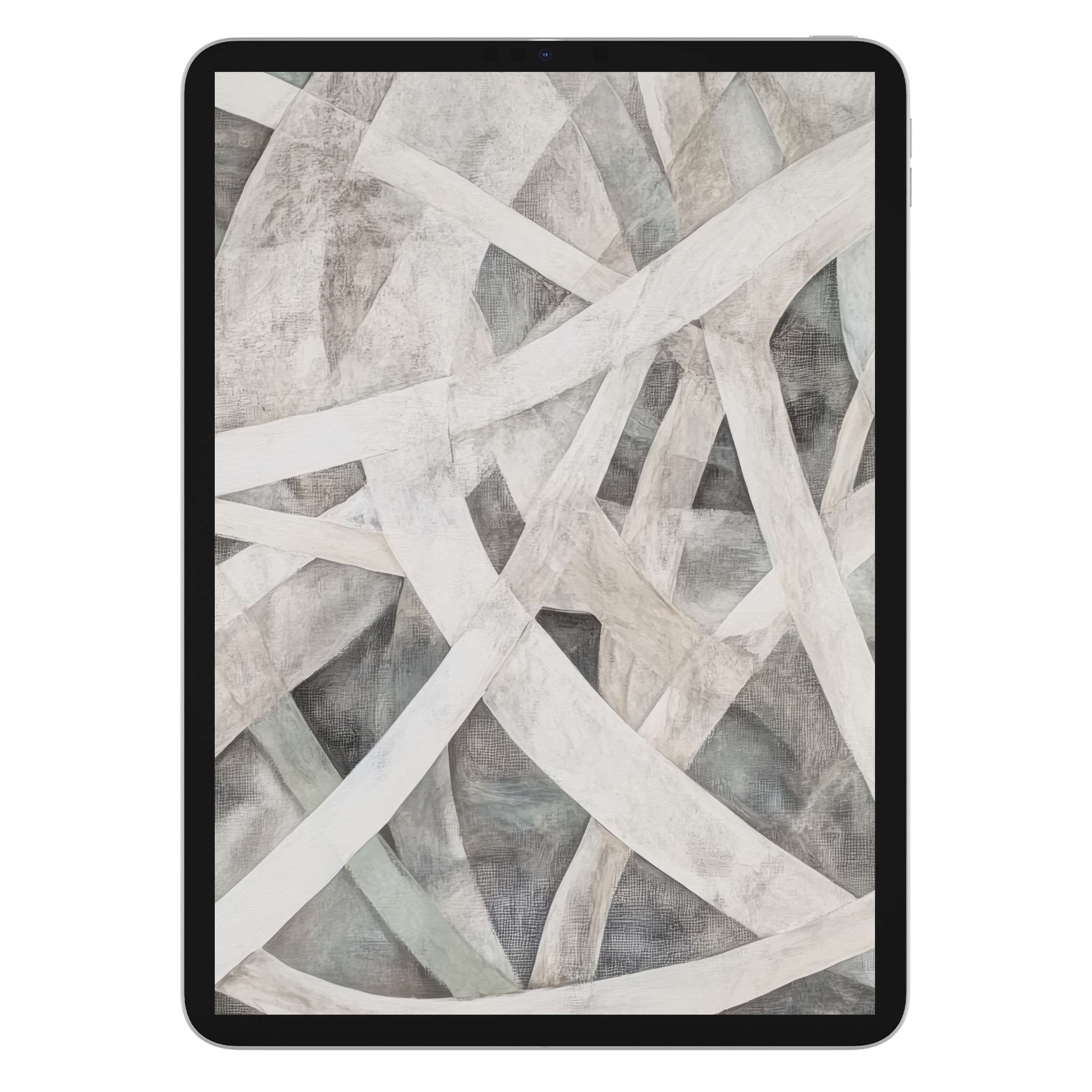 Elegant abstract iPad wallpaper featuring soft gray and white textures, ideal for a tranquil tablet background digital download