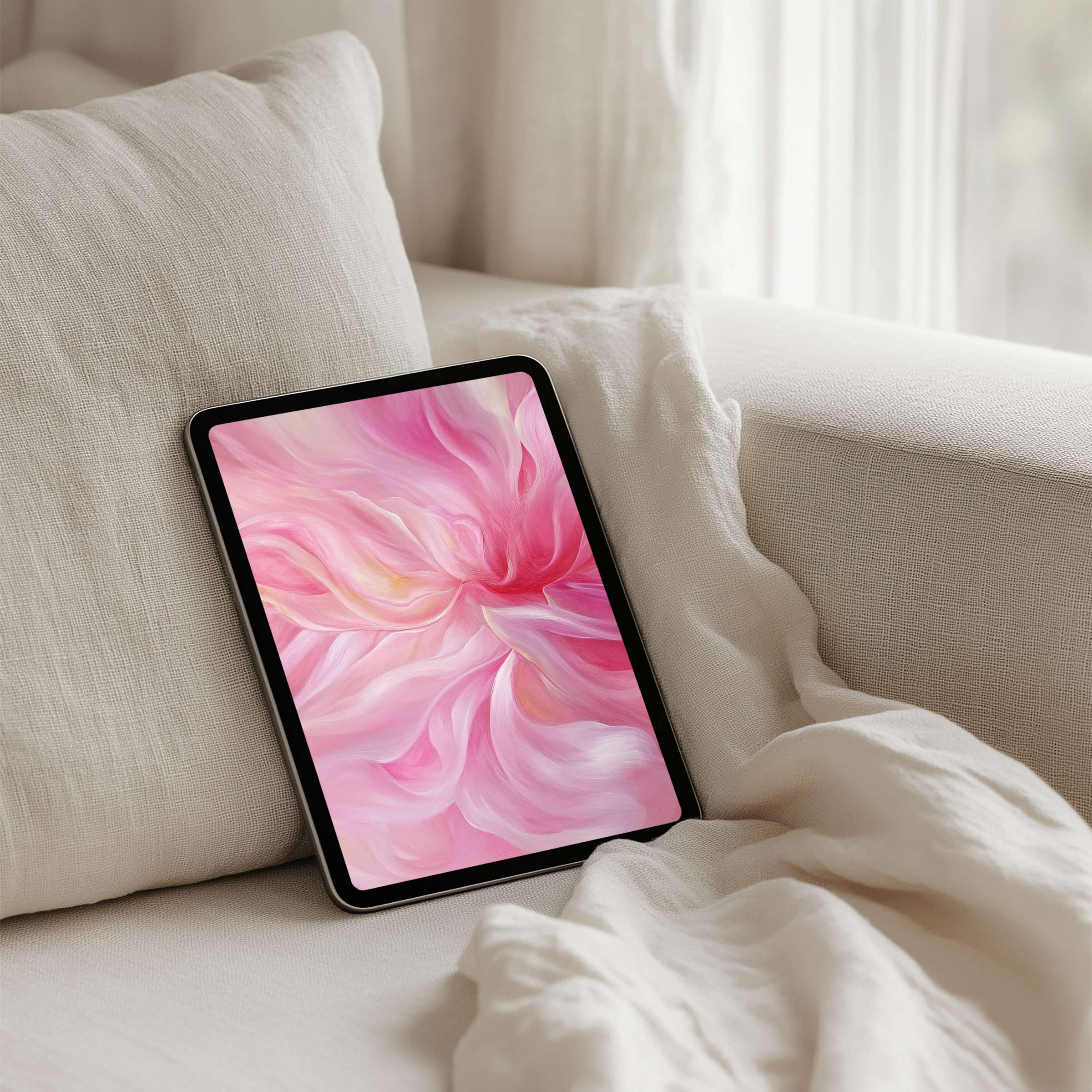 Elegant pink floral art iPad background for a serene atmosphere on your tablet instant download for iPad Samsung Android users