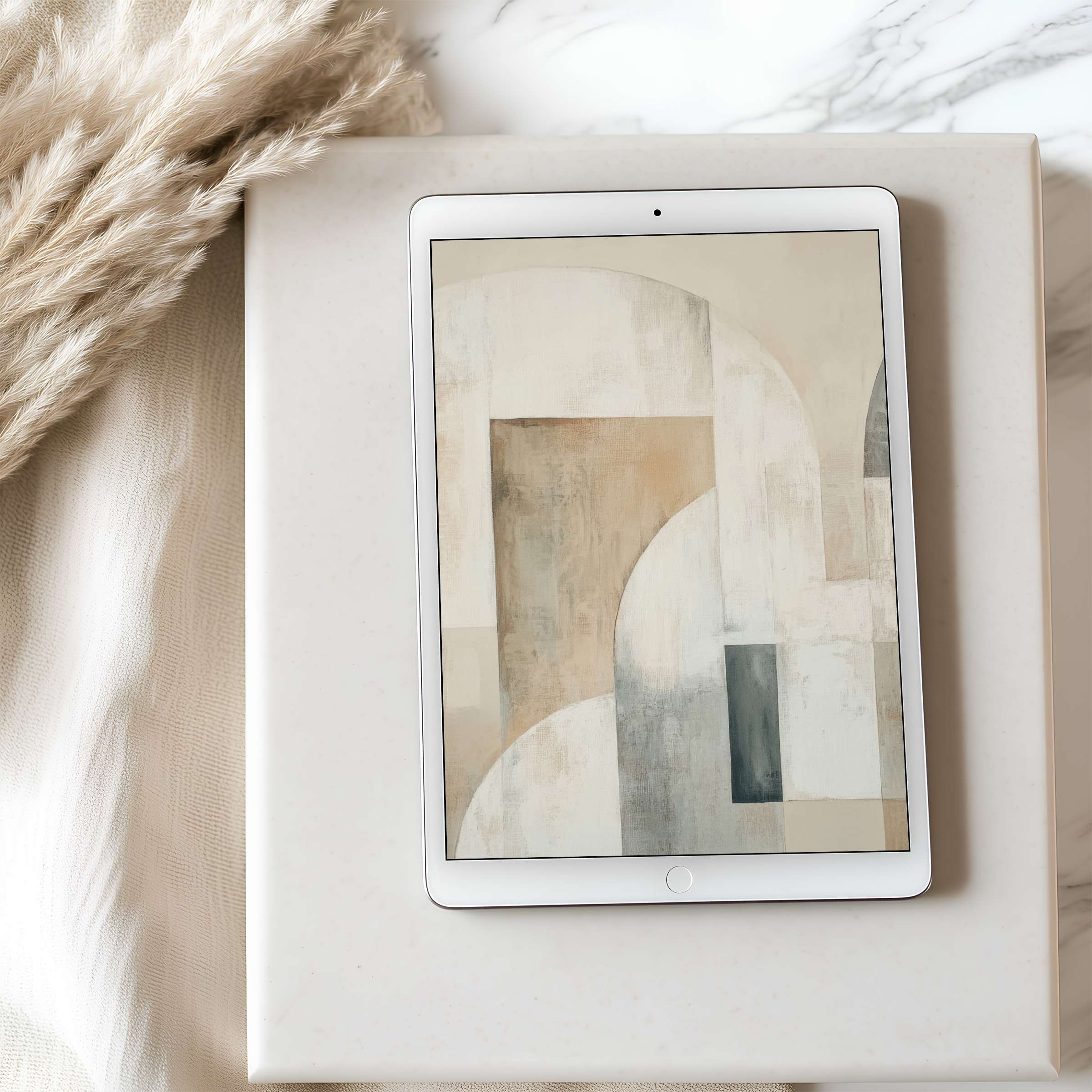 Elegant abstract tablet wallpaper in soothing earth tones enhances your iPad with high resolution artistry perfect for digital download