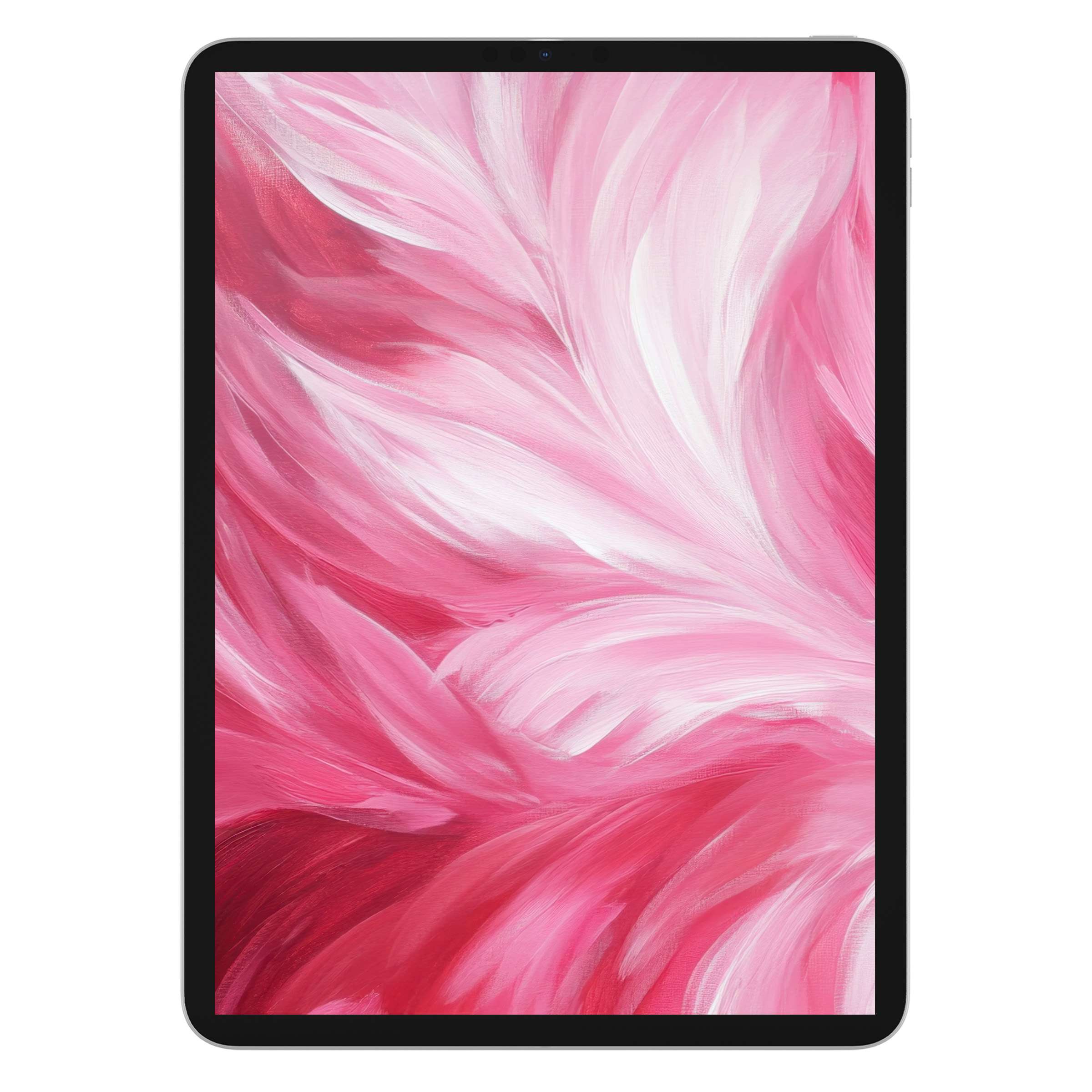 Elegant abstract iPad wallpaper featuring soft pink and white brushstrokes, ideal for tablet background, digital download for calm aesthetics