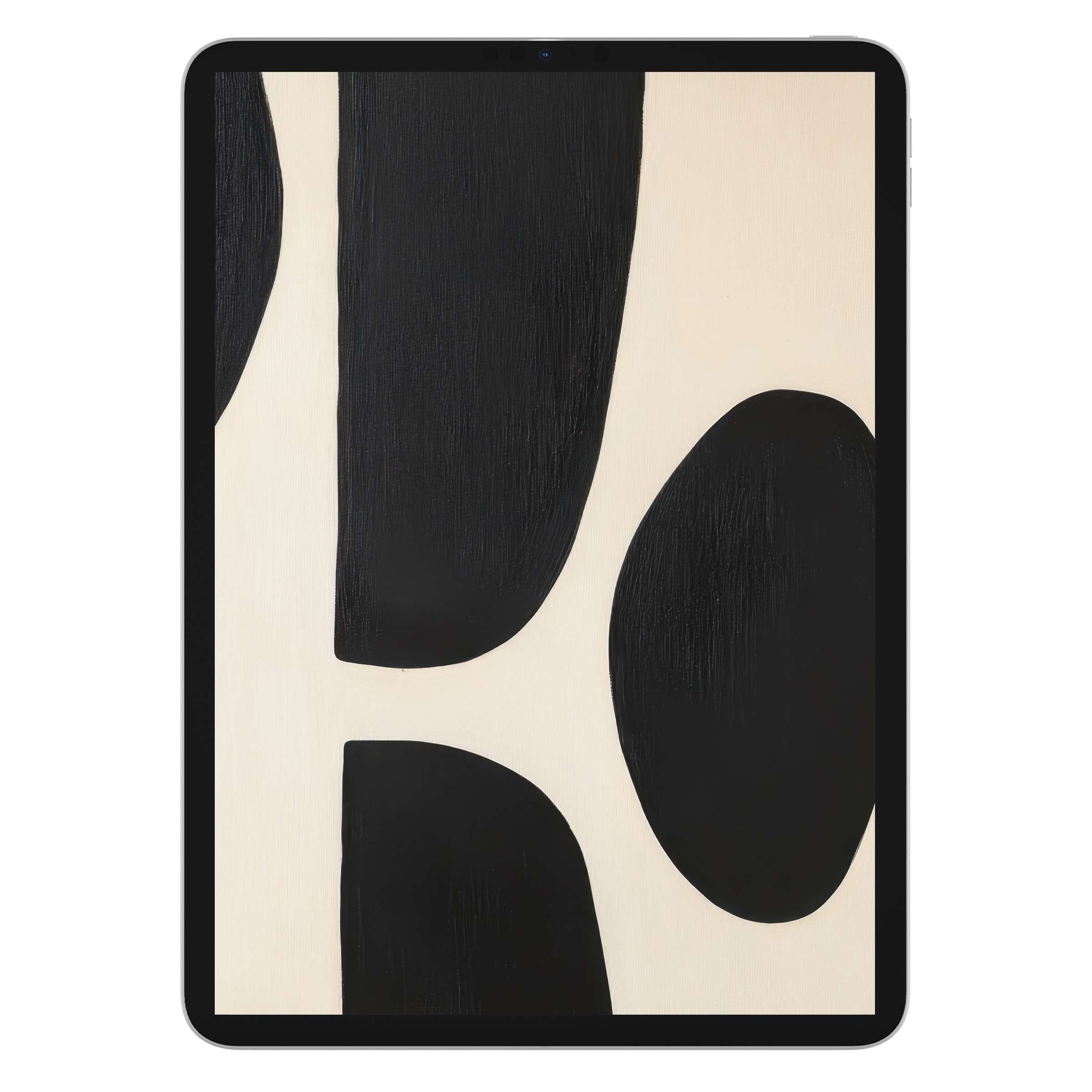 Elegant abstract iPad wallpaper in black and cream adds a modern, serene touch to any tablet background digital download available