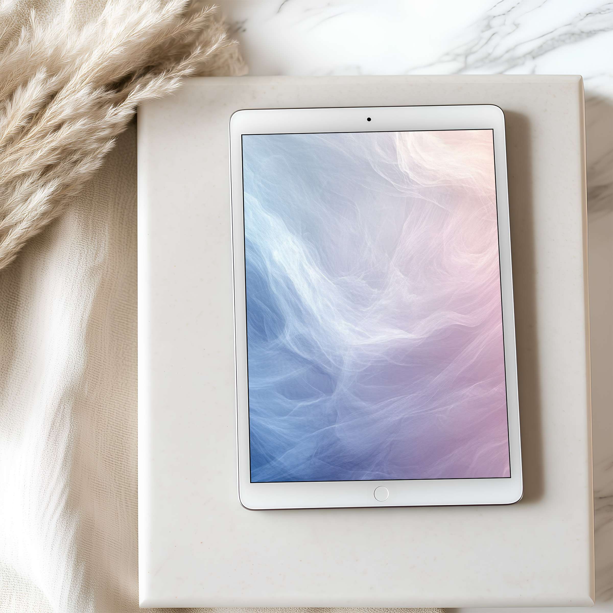 Elegant tablet wallpaper featuring soft pastel waves creates a serene atmosphere suitable for iPad or Android tablets digital download