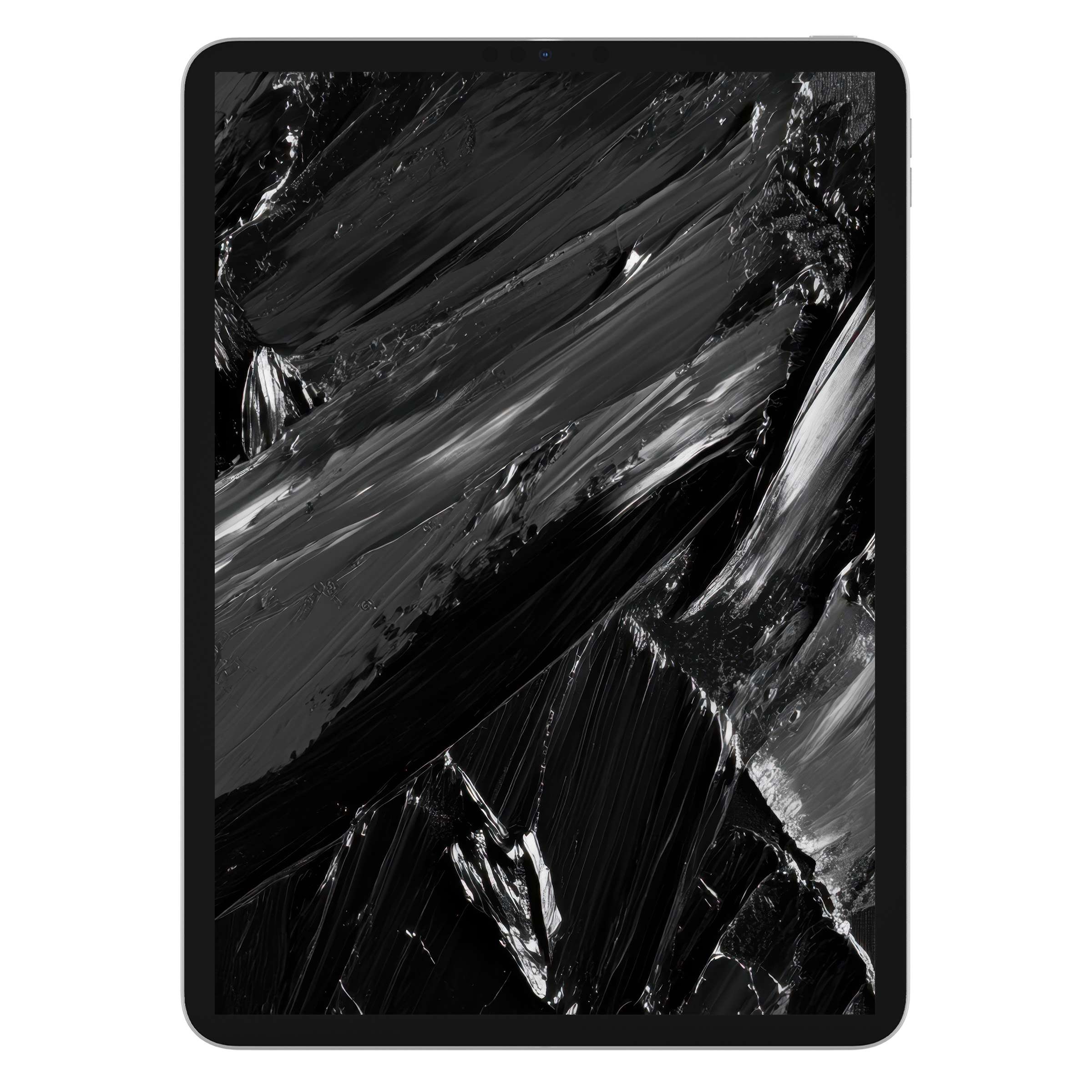 Elegant abstract iPad wallpaper in monochrome brushstrokes, ideal for tablet background, digital download for serene visual experience