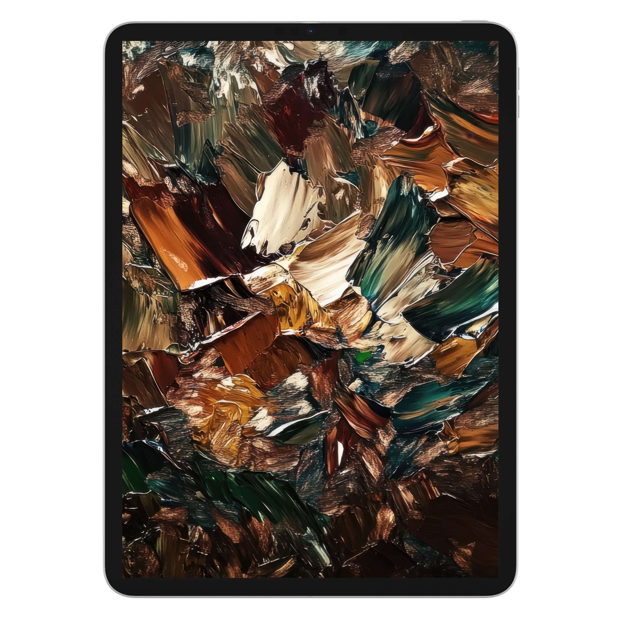 Abstract iPad wallpaper featuring rich earthy brushstrokes creates a serene digital download background for any tablet device
