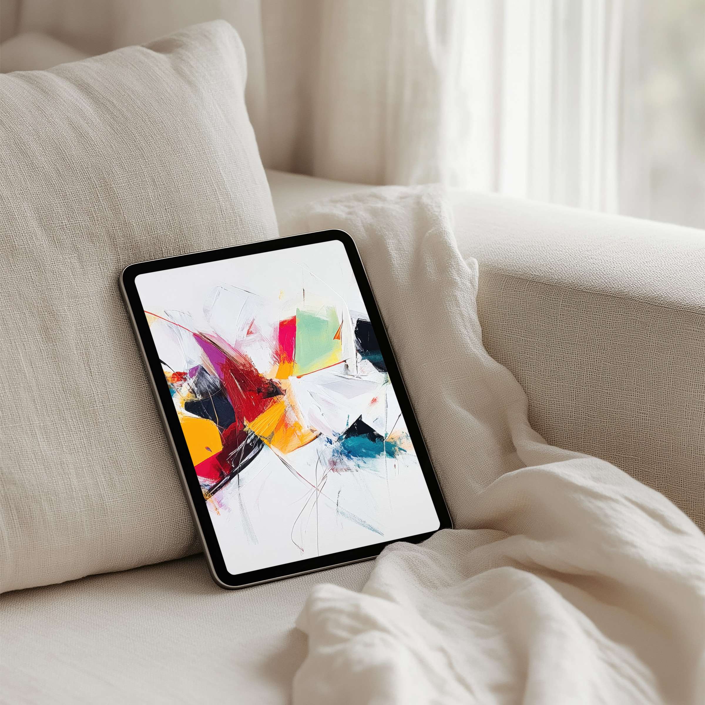 Elegant abstract art iPad background for instant download, offering calm inspiration for your tablet with vibrant colors and textures