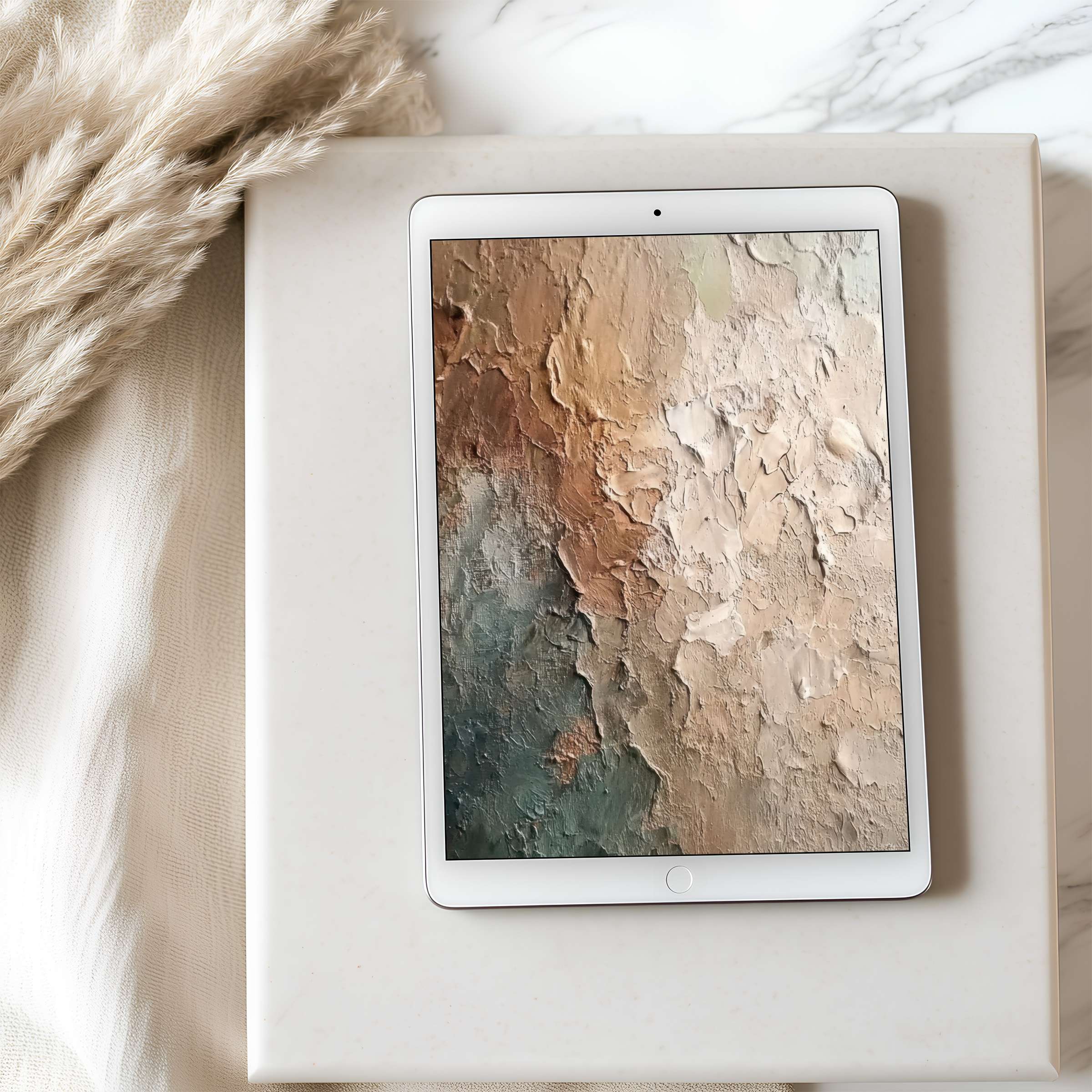 Elegant tablet wallpaper featuring earthy textures and soothing tones, ideal for high resolution digital download on iPad and Android tablets