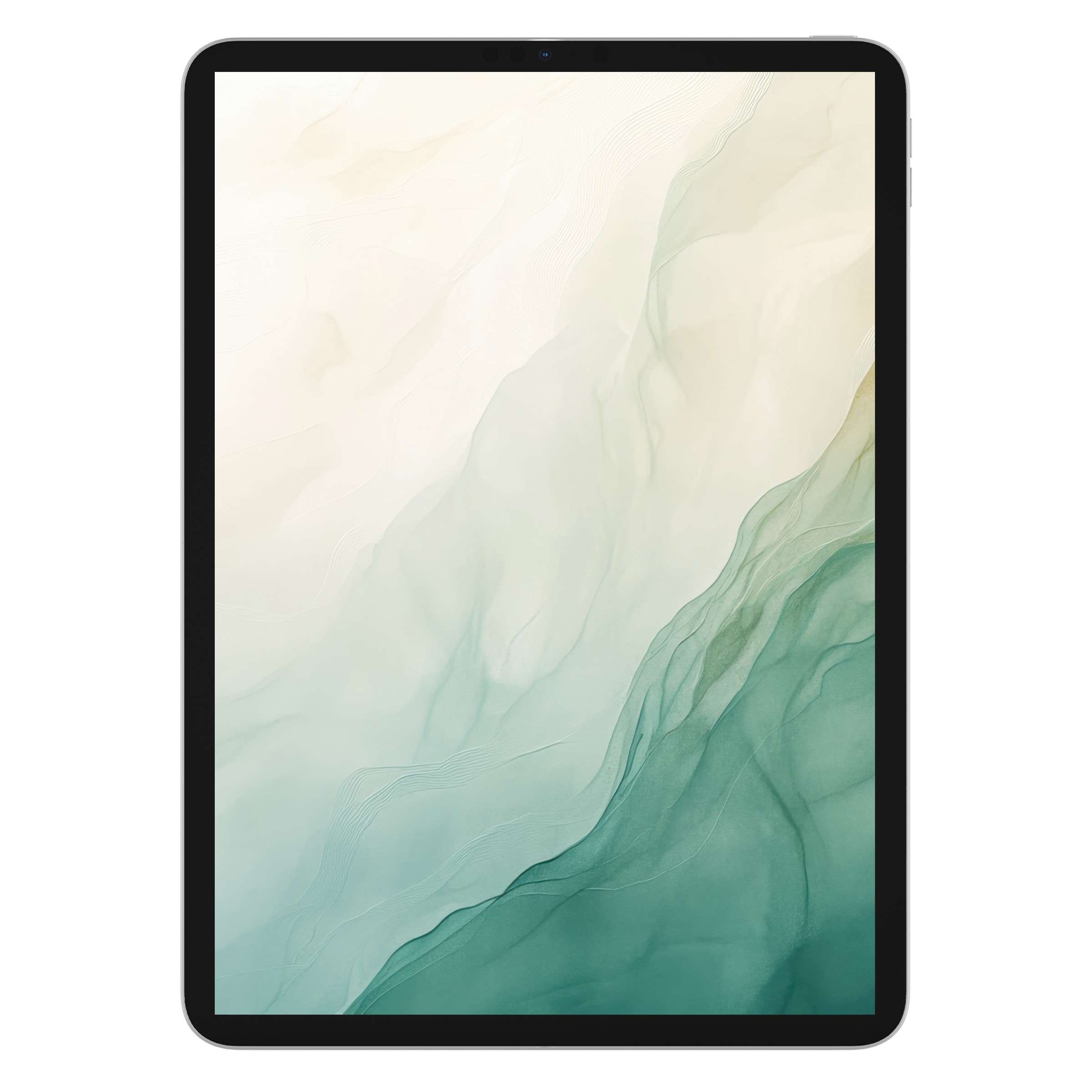 Elegant abstract iPad wallpaper in soft greens and creams, perfect digital download for a calming tablet background design